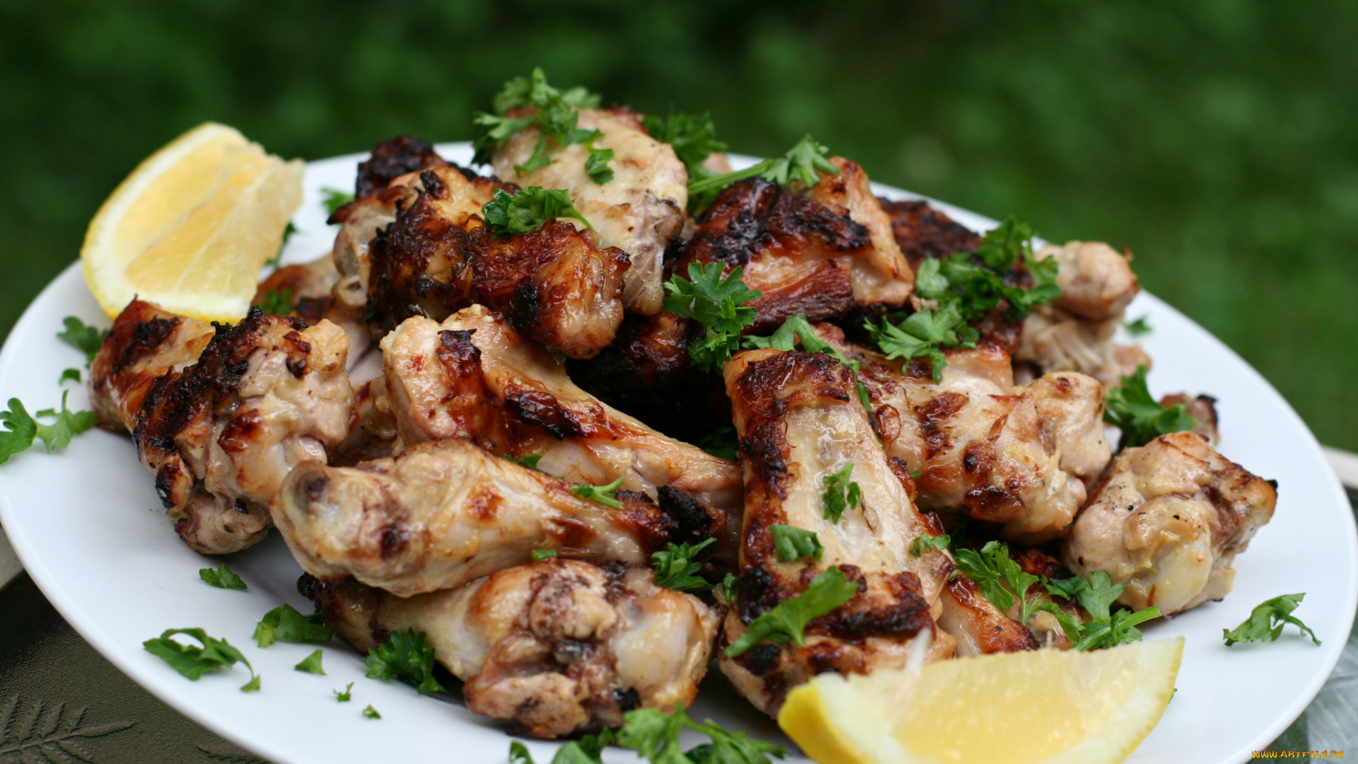 еда, мясные, блюда, лимон