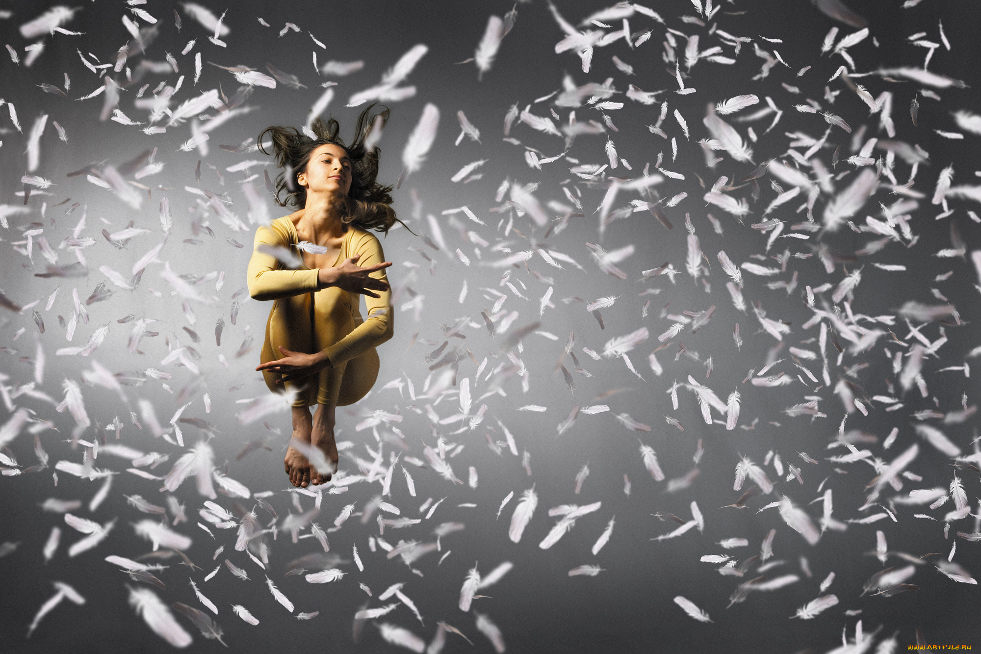 -Unsort, Креатив, девушки, unsort, креатив, перья, прыжок