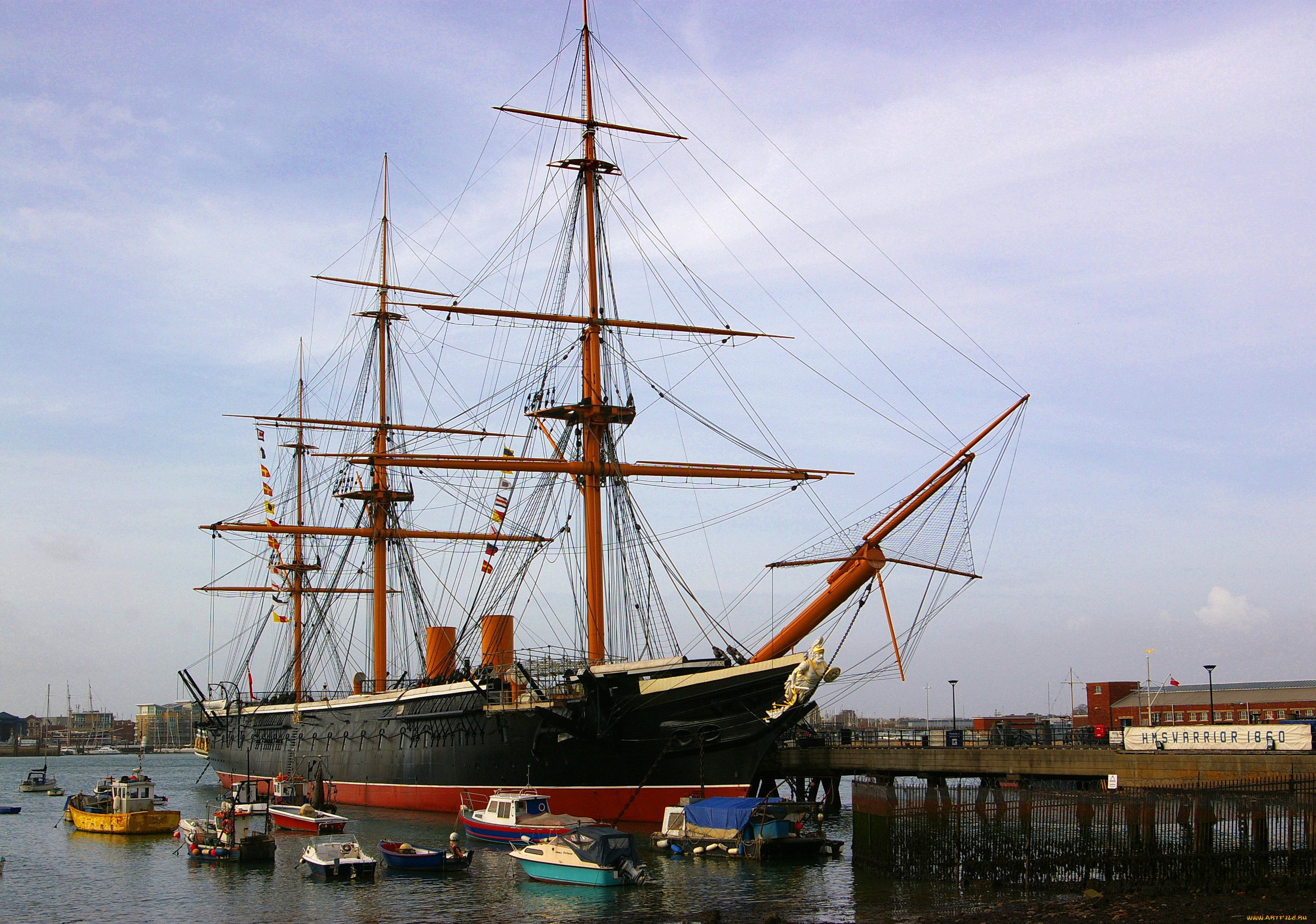 корабли, разные, вместе, мачты, порт