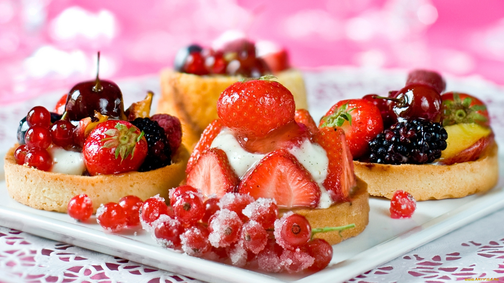 еда, пирожные, кексы, печенье, тарталетки, ягоды