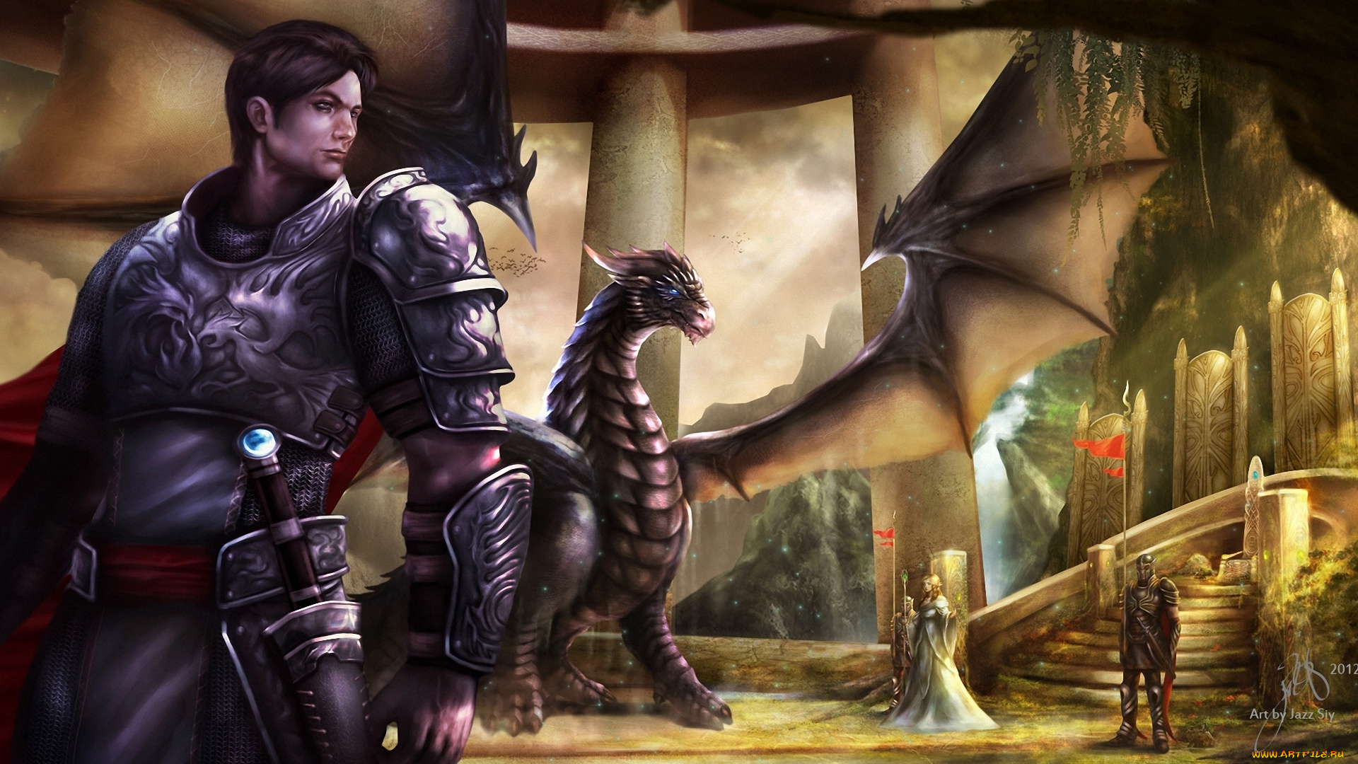 фэнтези, драконы, рыцарь