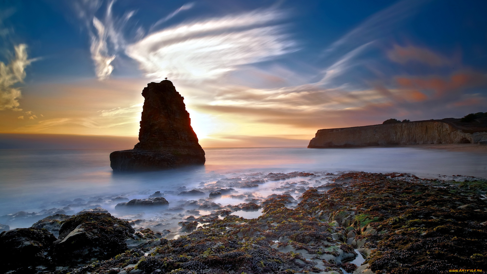 seascape, природа, побережье, море, пляж, камни, скала, облака