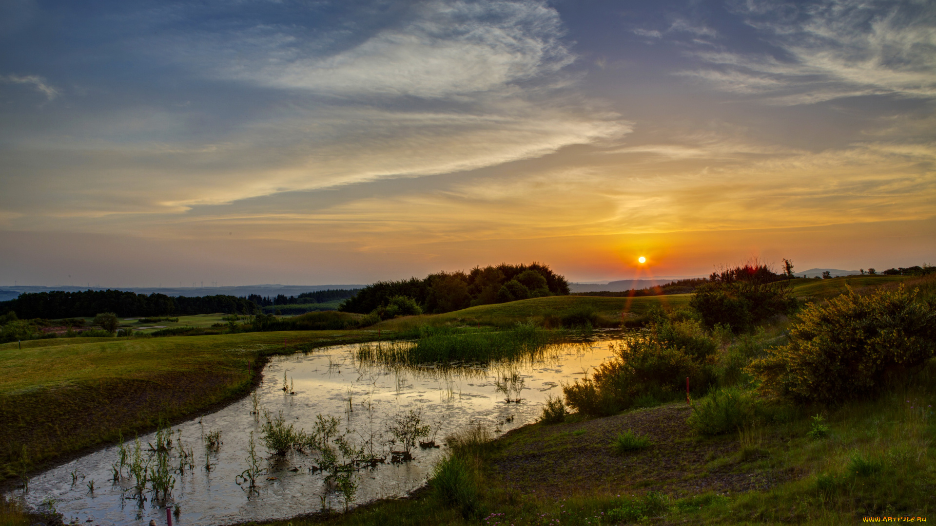 германия, эдигер, эллер, природа, восходы, закаты, луга, закат