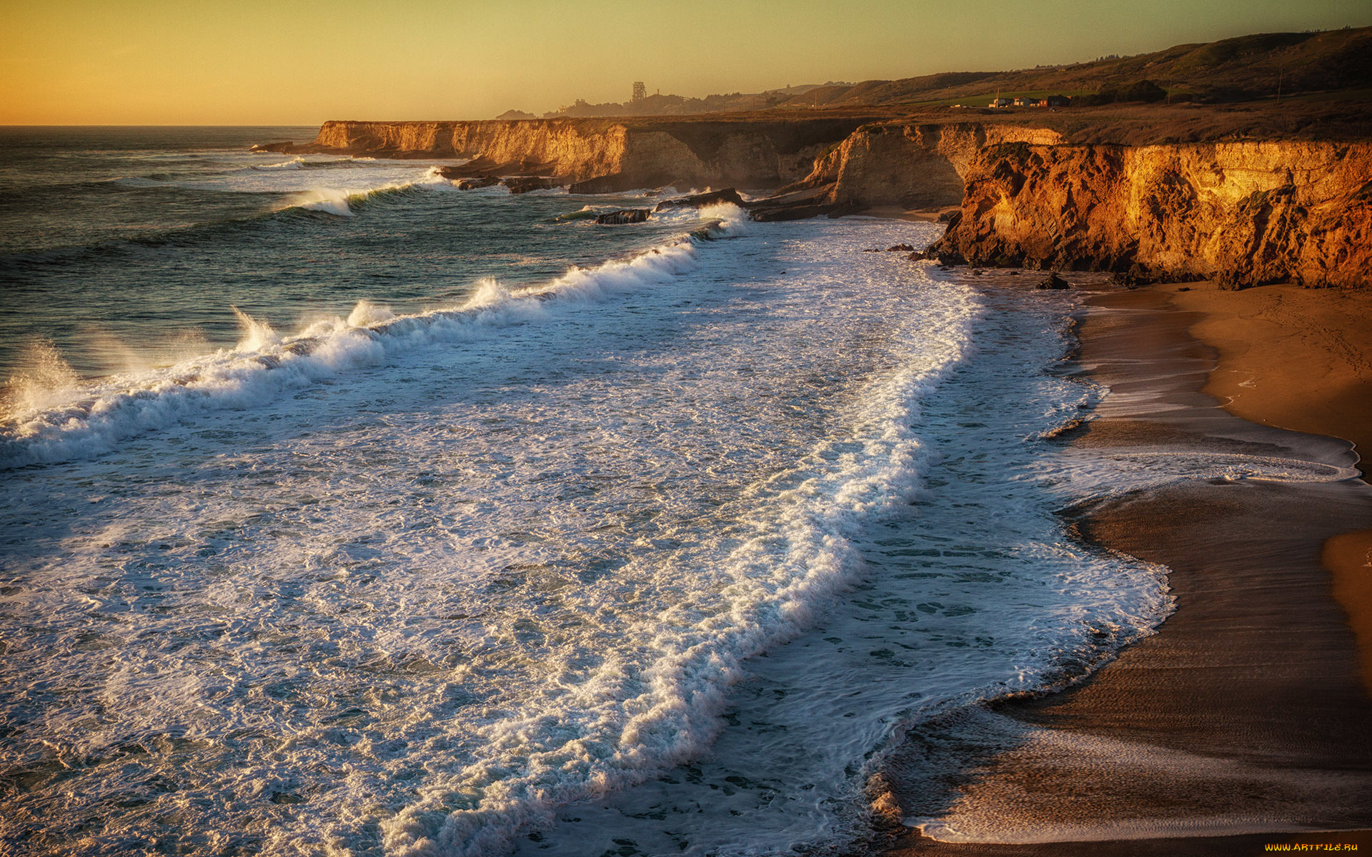 природа, побережье, скалы, волны, пляж, океан