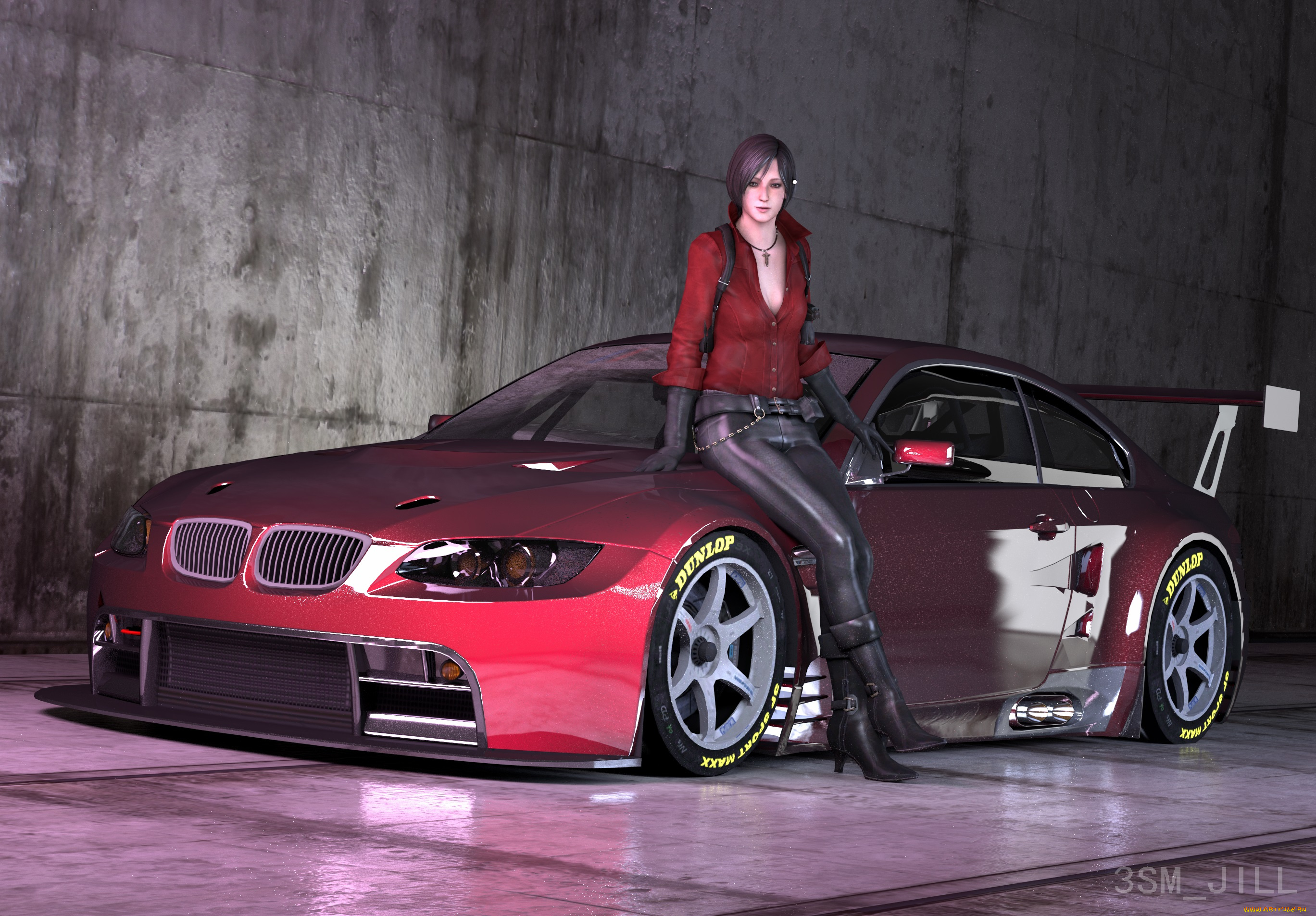 автомобили, 3d, car&girl, автомобиль, взгляд, девушка