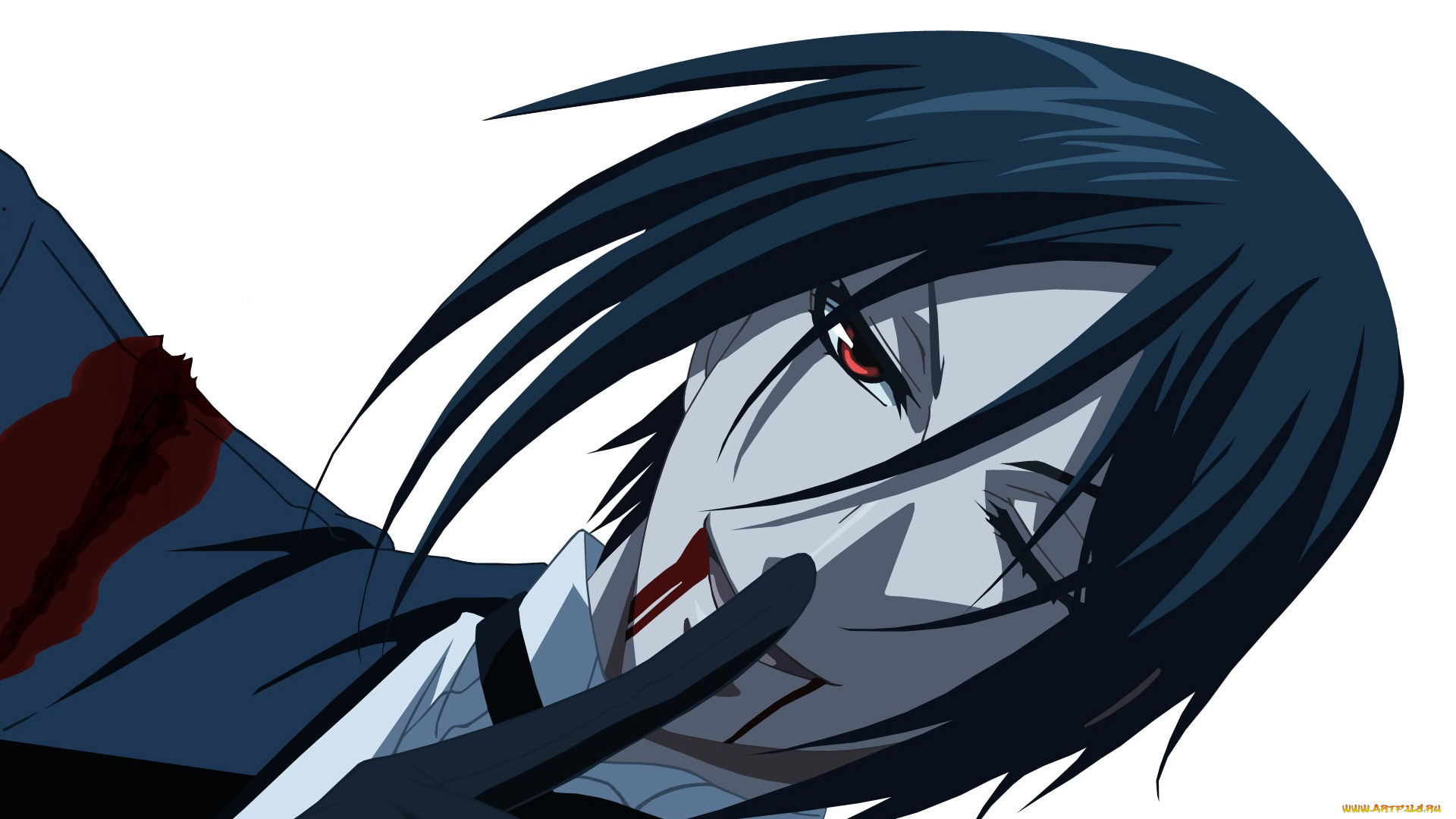 аниме, kuroshitsuji, кровь, арт, тёмный, дворецкий, себастьян, демон