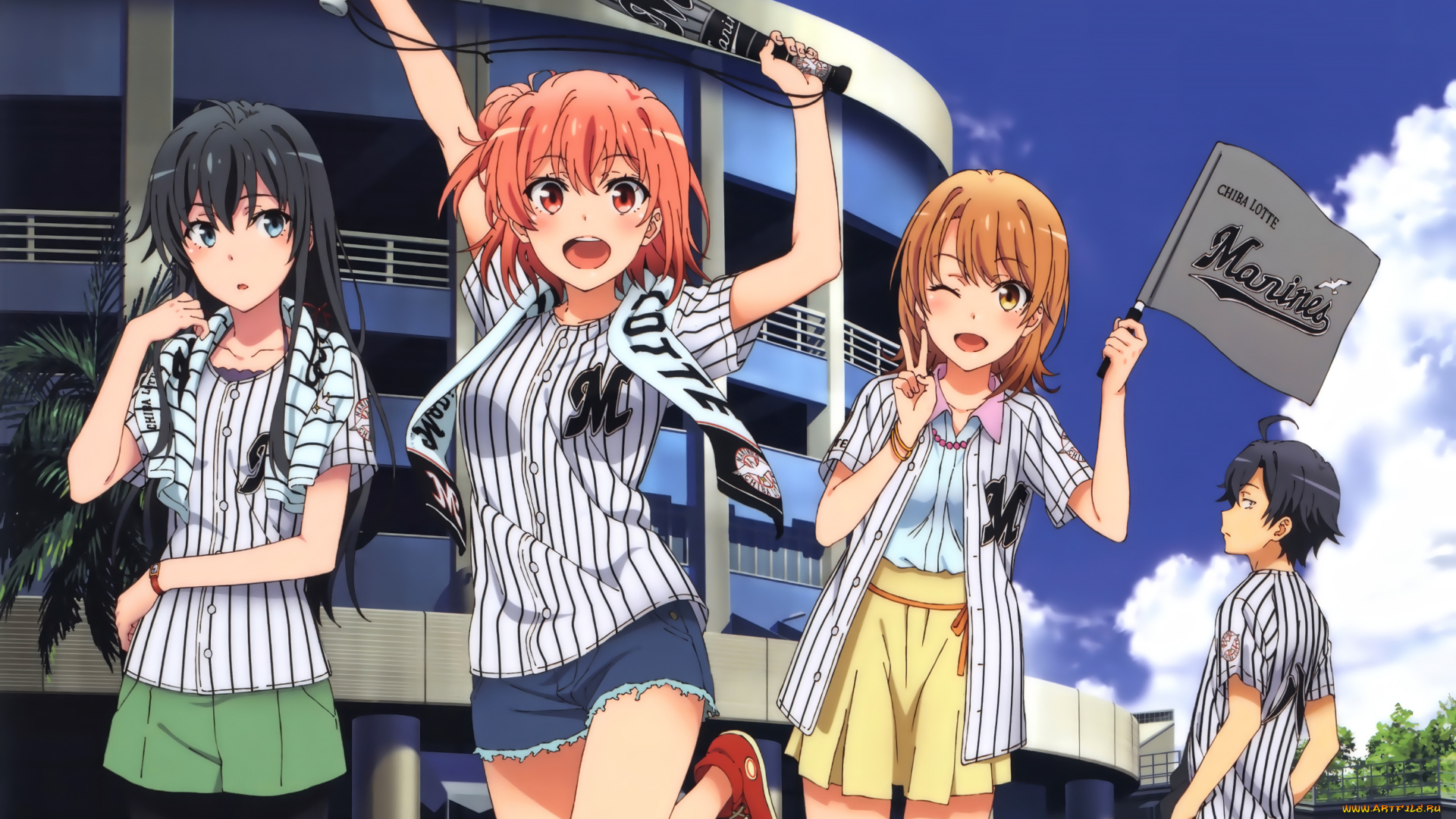 аниме, oregairu, isshiki, iroha, парень, девушки, yukinoshita, yukino, yuigahama, yui, hikigaya, hachiman, арт