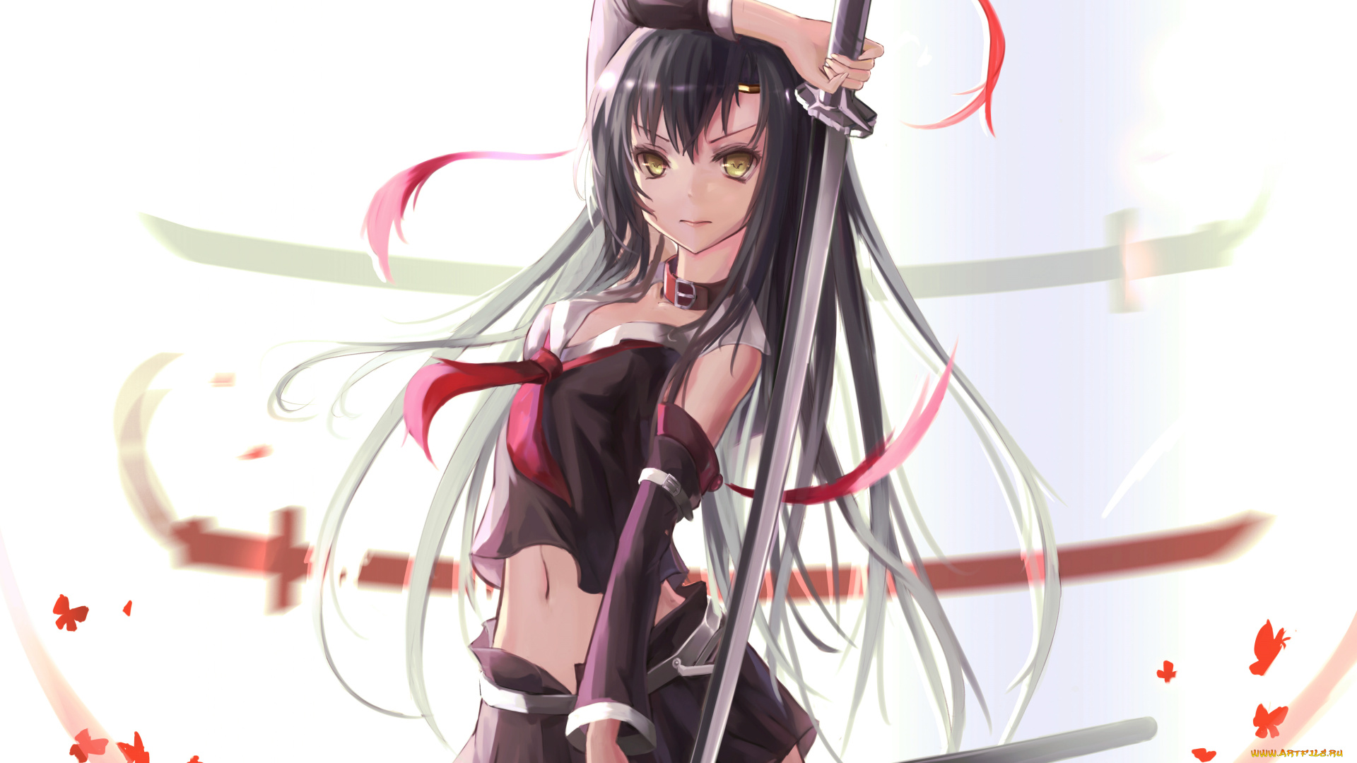 аниме, оружие, , техника, , технологии, меч, арт, hc, взгляд, девушка