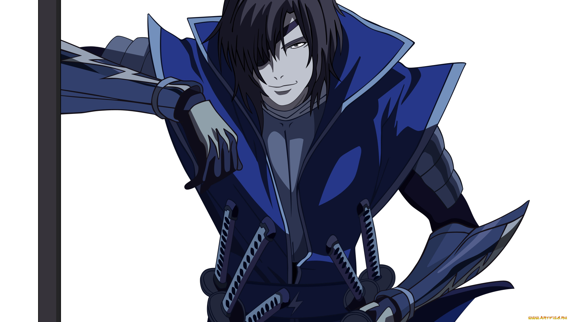 аниме, sengoku, basara, фон, взгляд, меч, парень, арт, оружие