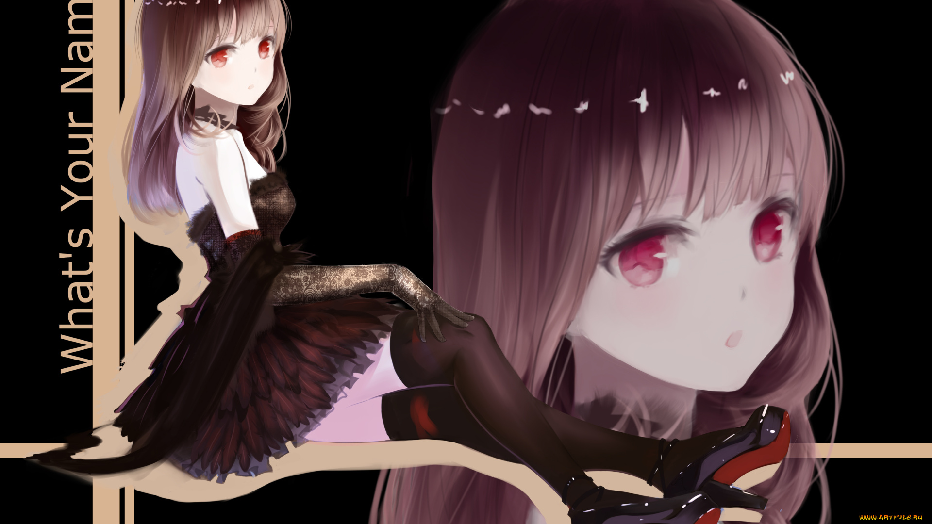 аниме, unknown, , другое, арт, red, flowers, девушка