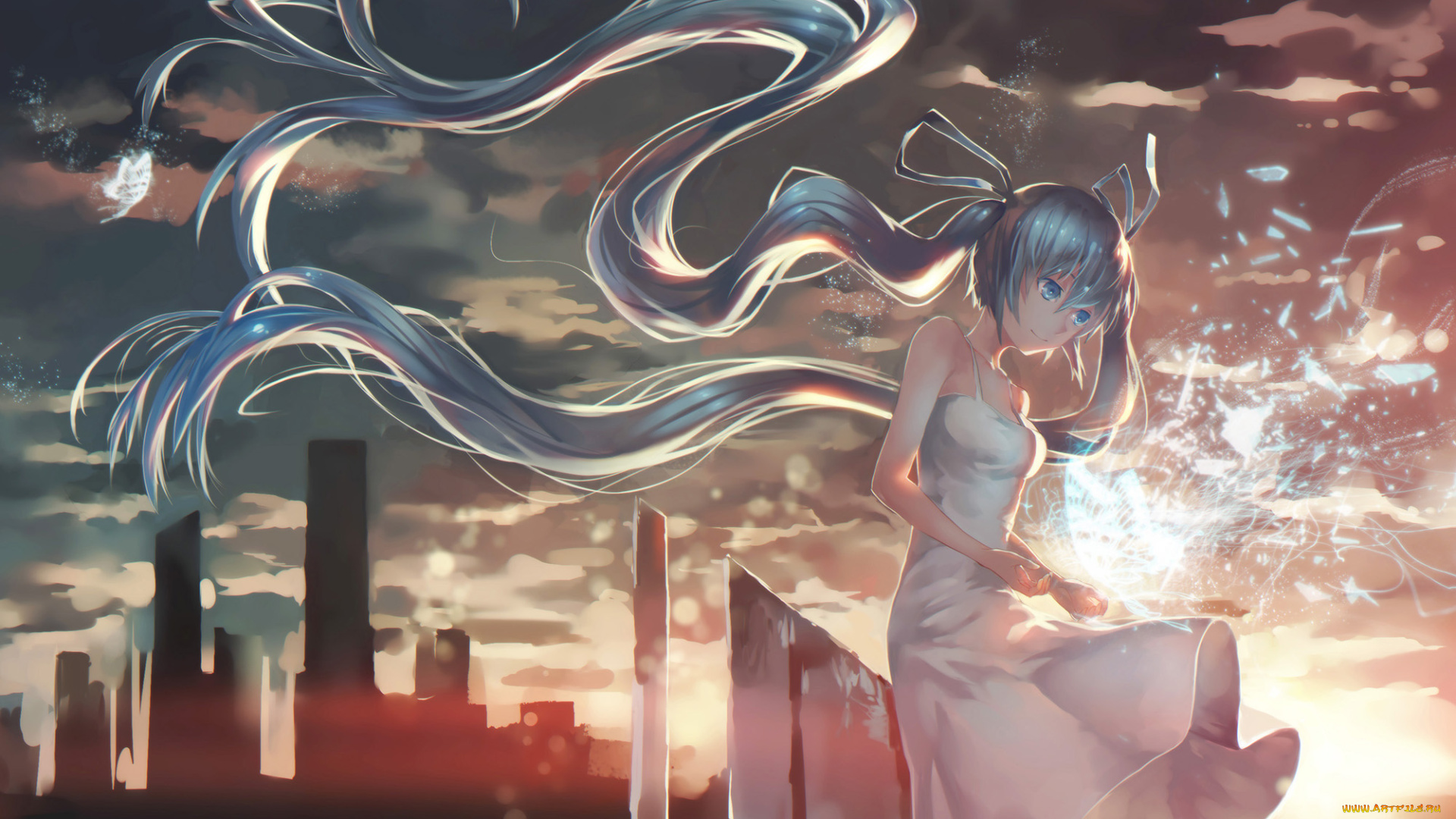 аниме, vocaloid, hatsune, miku, avamone, арт, девушка