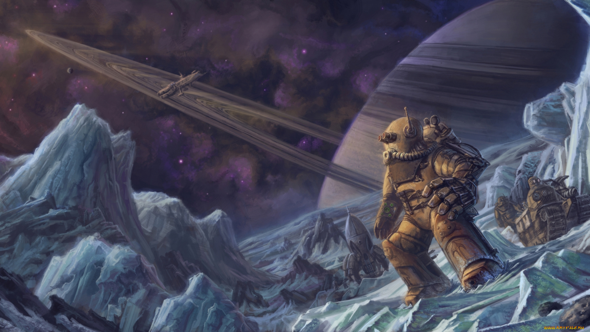 фэнтези, роботы, , киборги, , механизмы, иной, мир, чужая, планета, скалы, космический, корабль