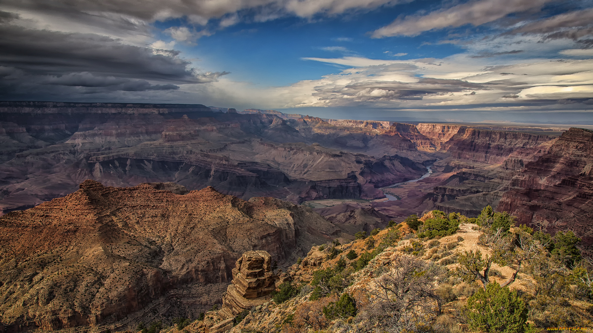 природа, горы, река, скалы, каньон, простор
