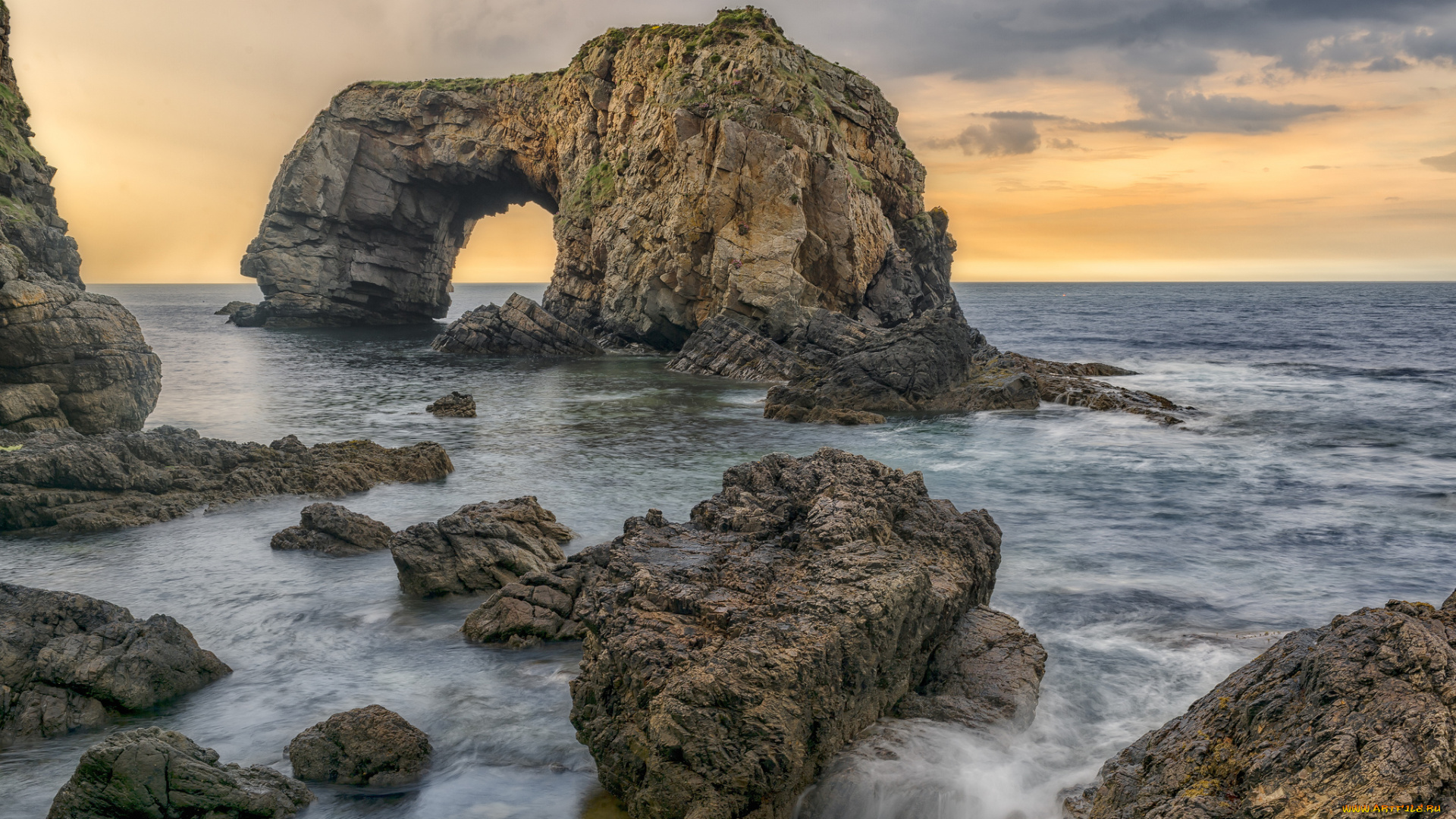 природа, побережье, океан, скалы, арка