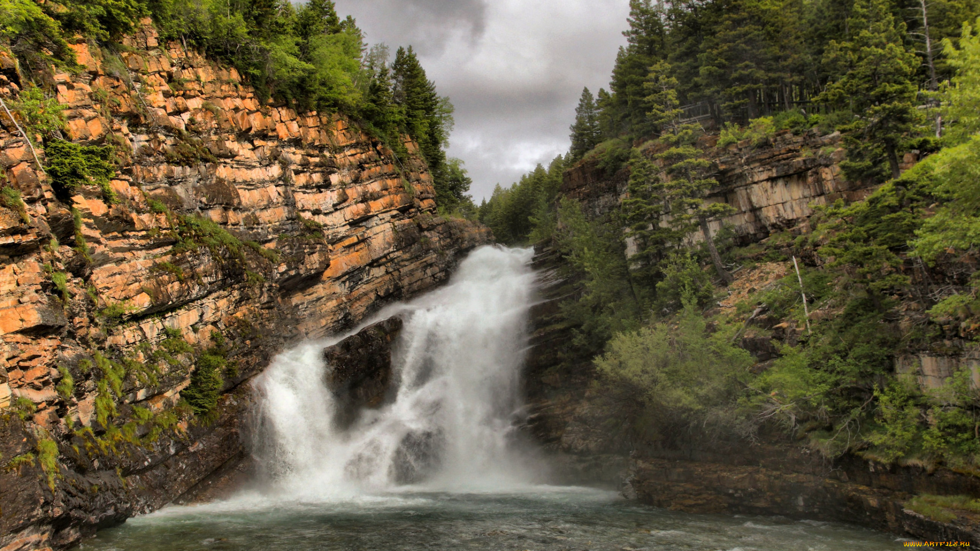природа, водопады, лес, водопад, река
