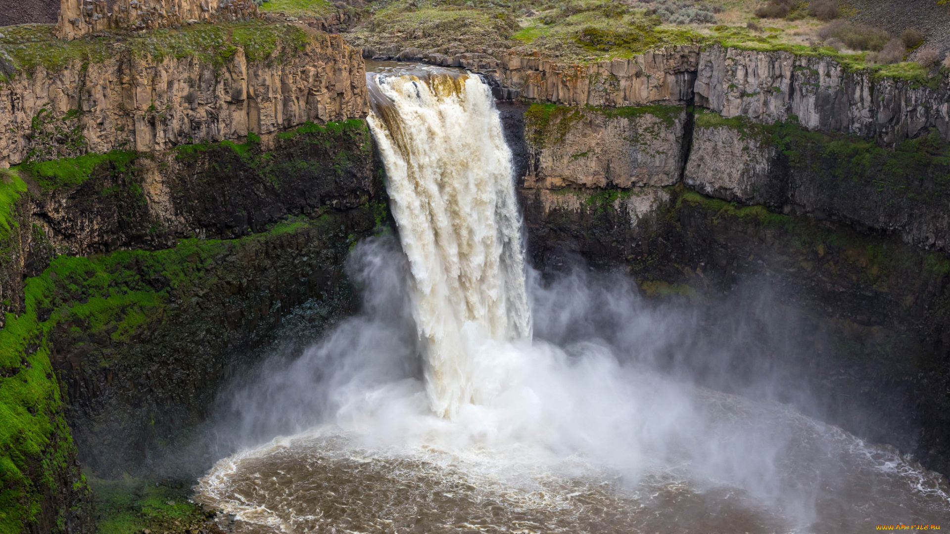 природа, водопады, обрыв, водопад