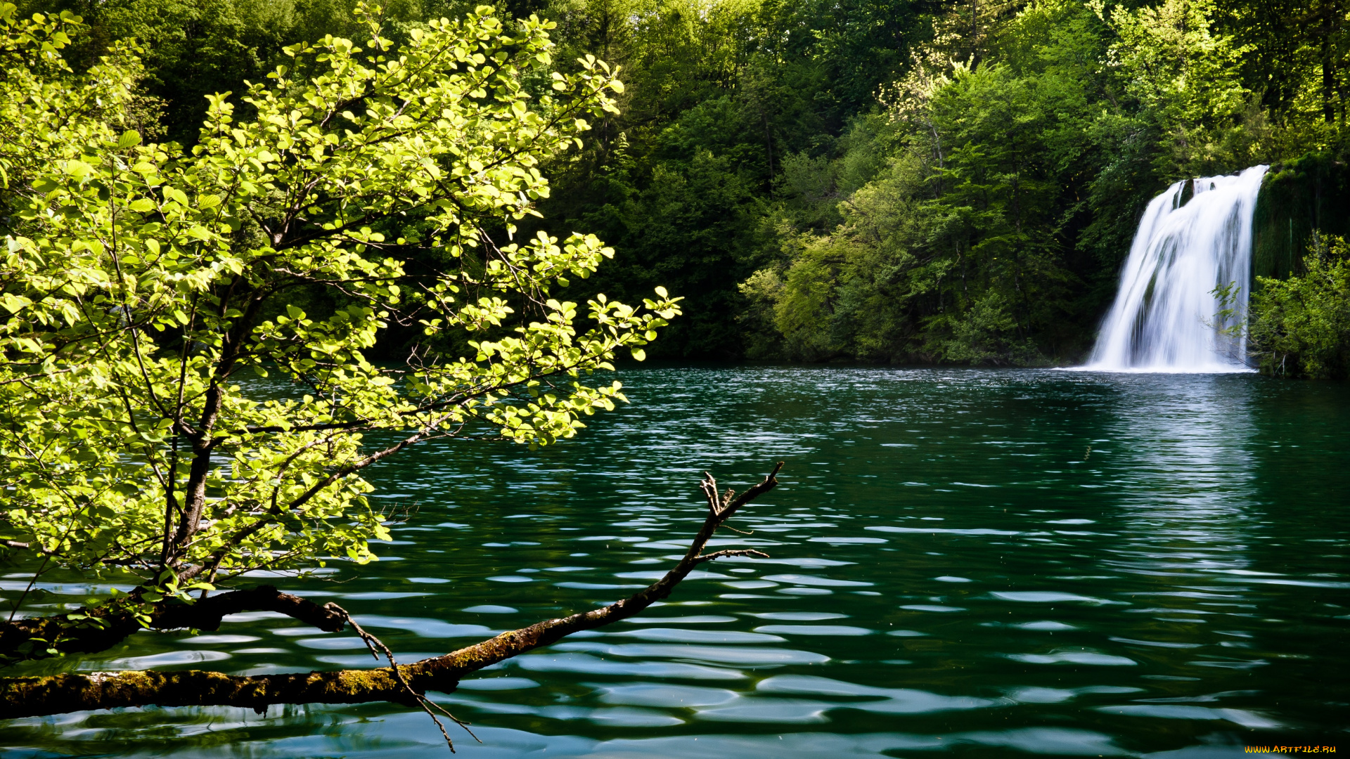 природа, водопады, озеро, водопад