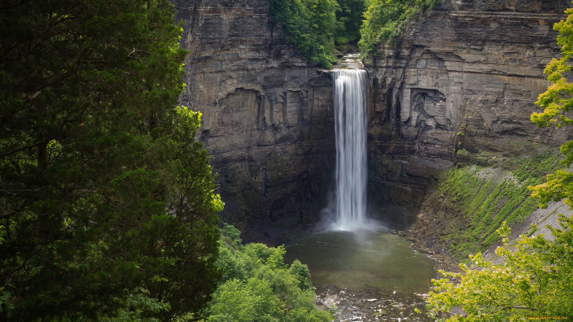 природа, водопады, водопад, река, лес