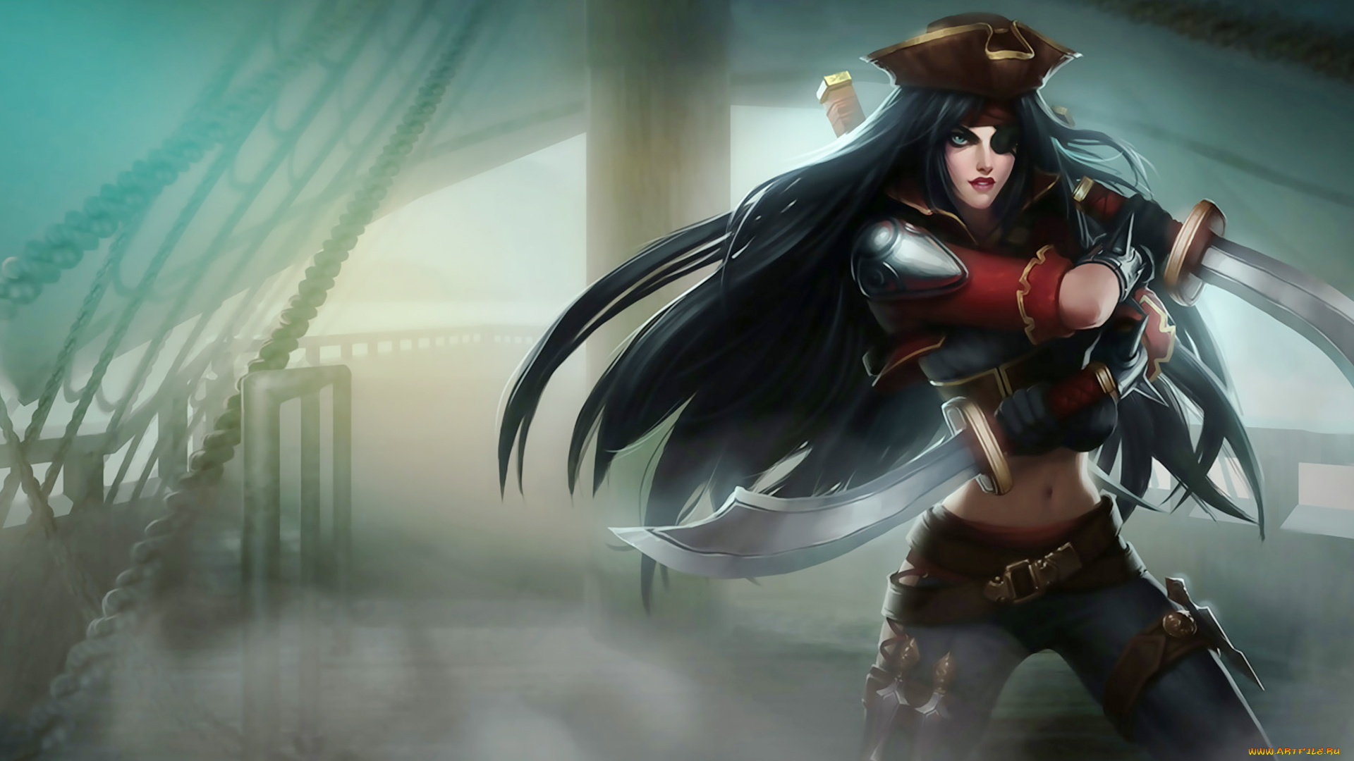 видео, игры, league, of, legends, фон, девушка, взгляд, оружие, miss, fortune