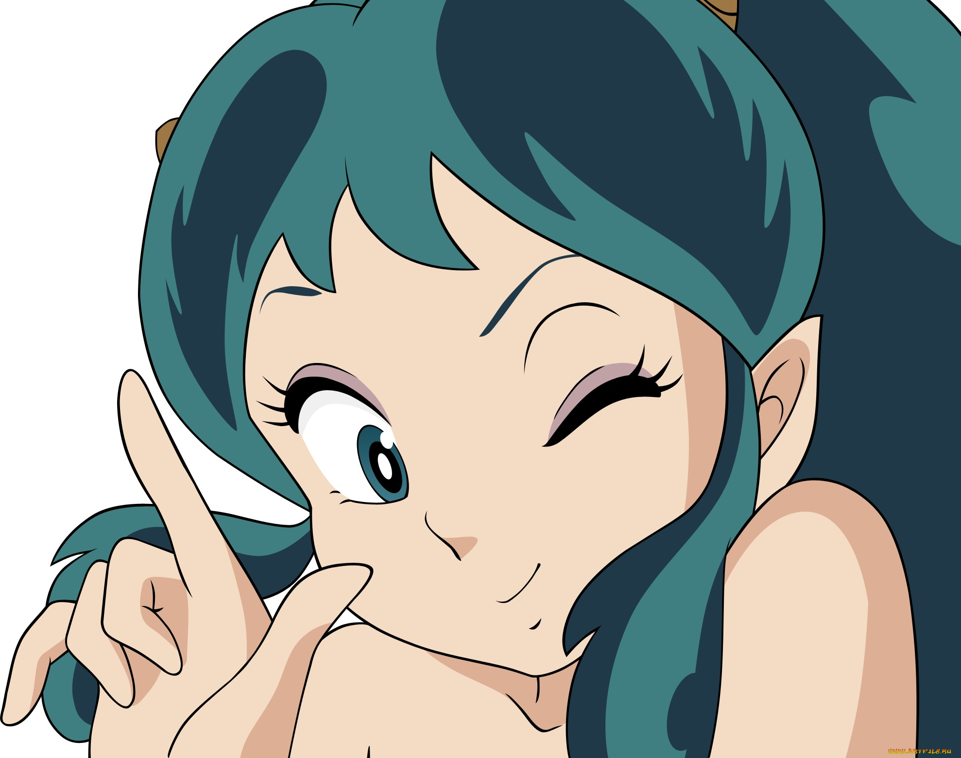 аниме, urusei, yatsura, девушка, взгляд, фон