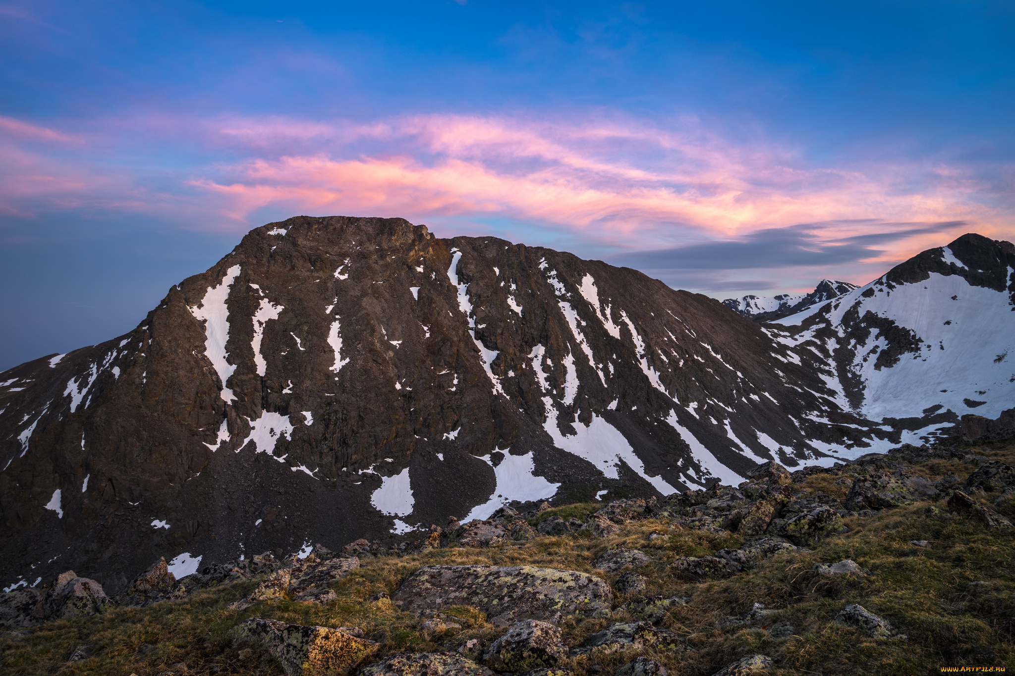 природа, горы, вечер, закат