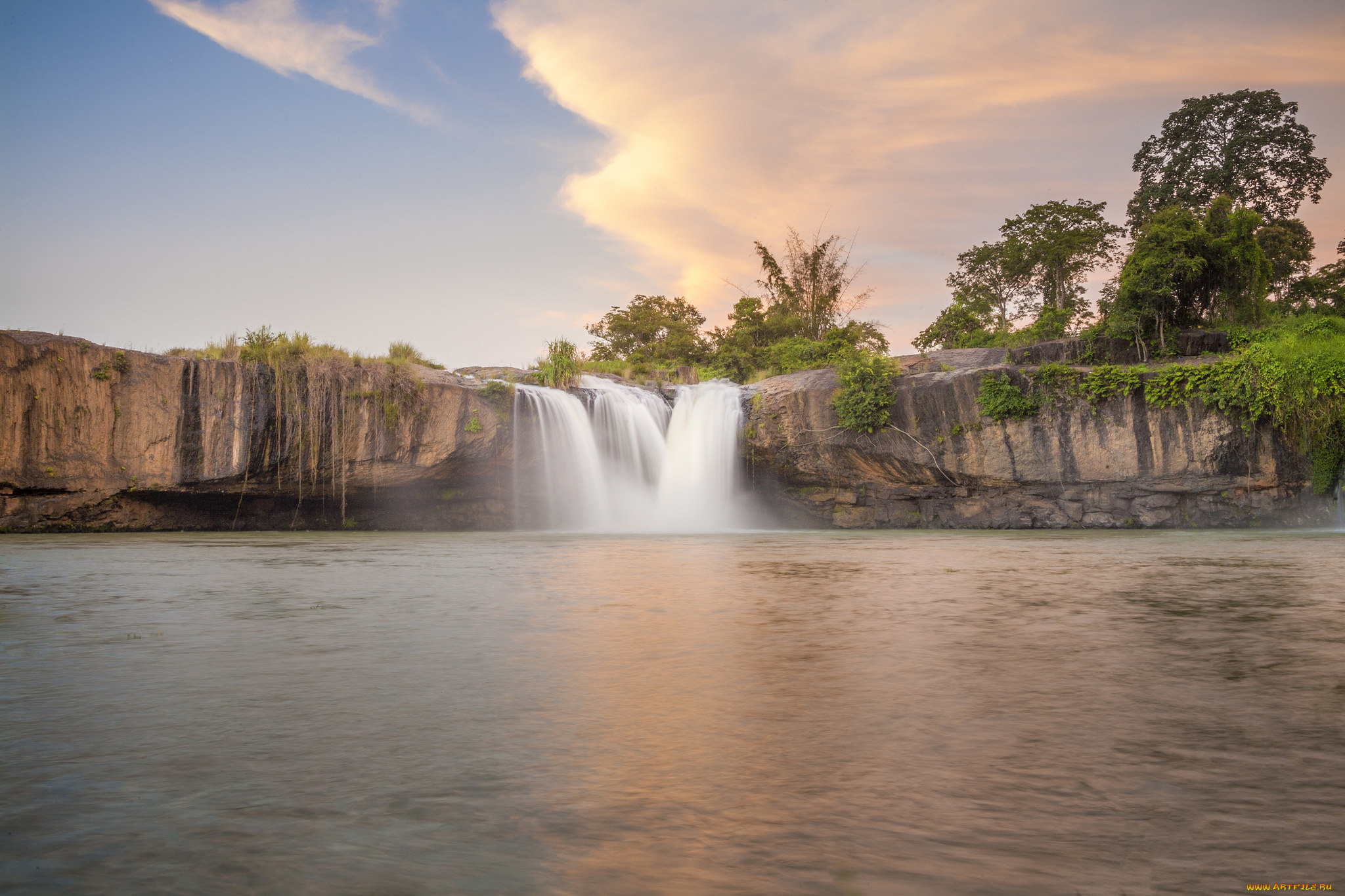 природа, водопады, река, водопад, лес
