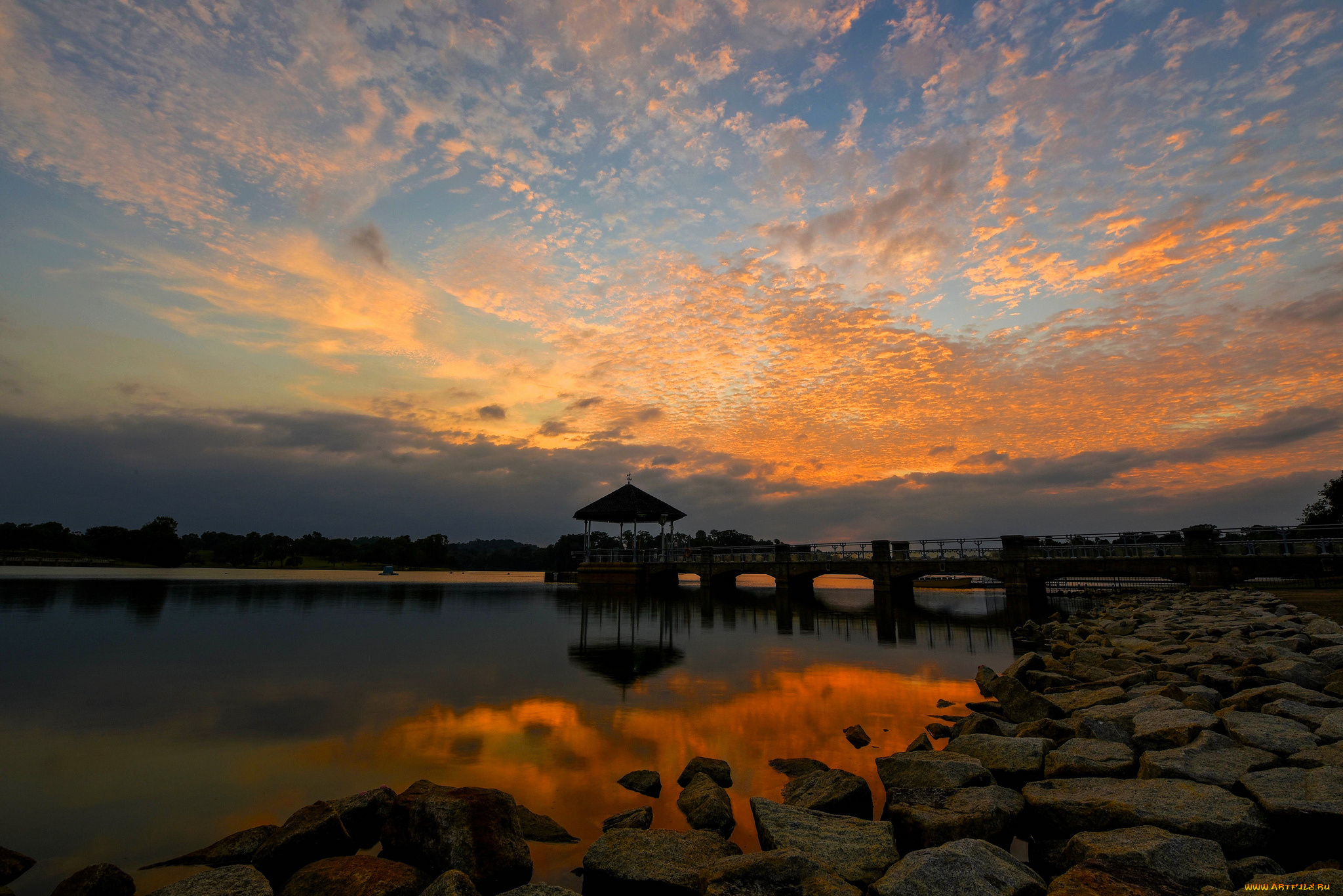 природа, восходы, закаты, облака, отражение, озеро