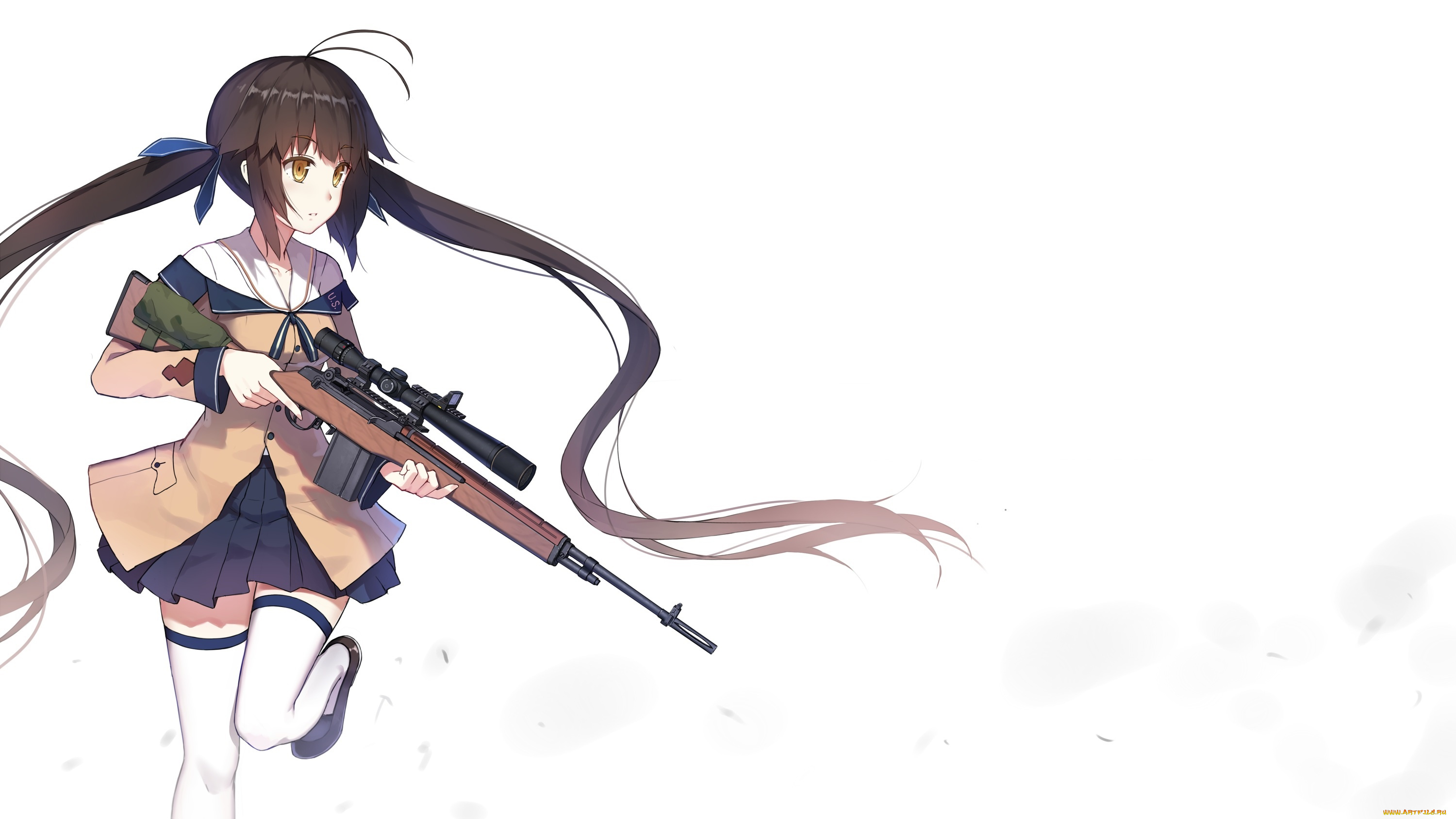 аниме, оружие, , техника, , технологии, девушка, взгляд, фон