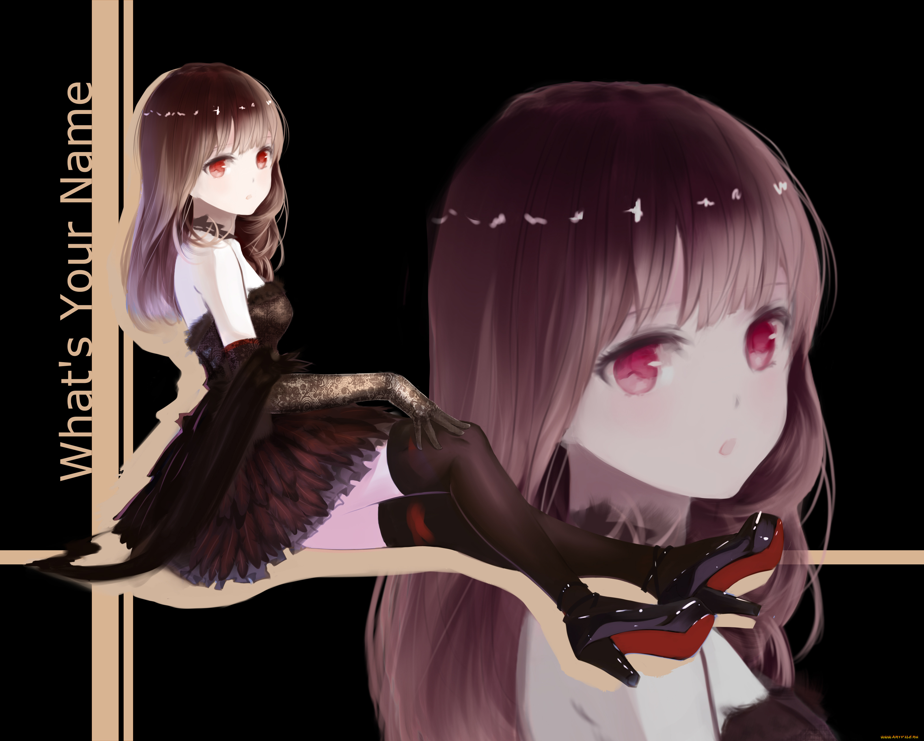 аниме, unknown, , другое, арт, red, flowers, девушка