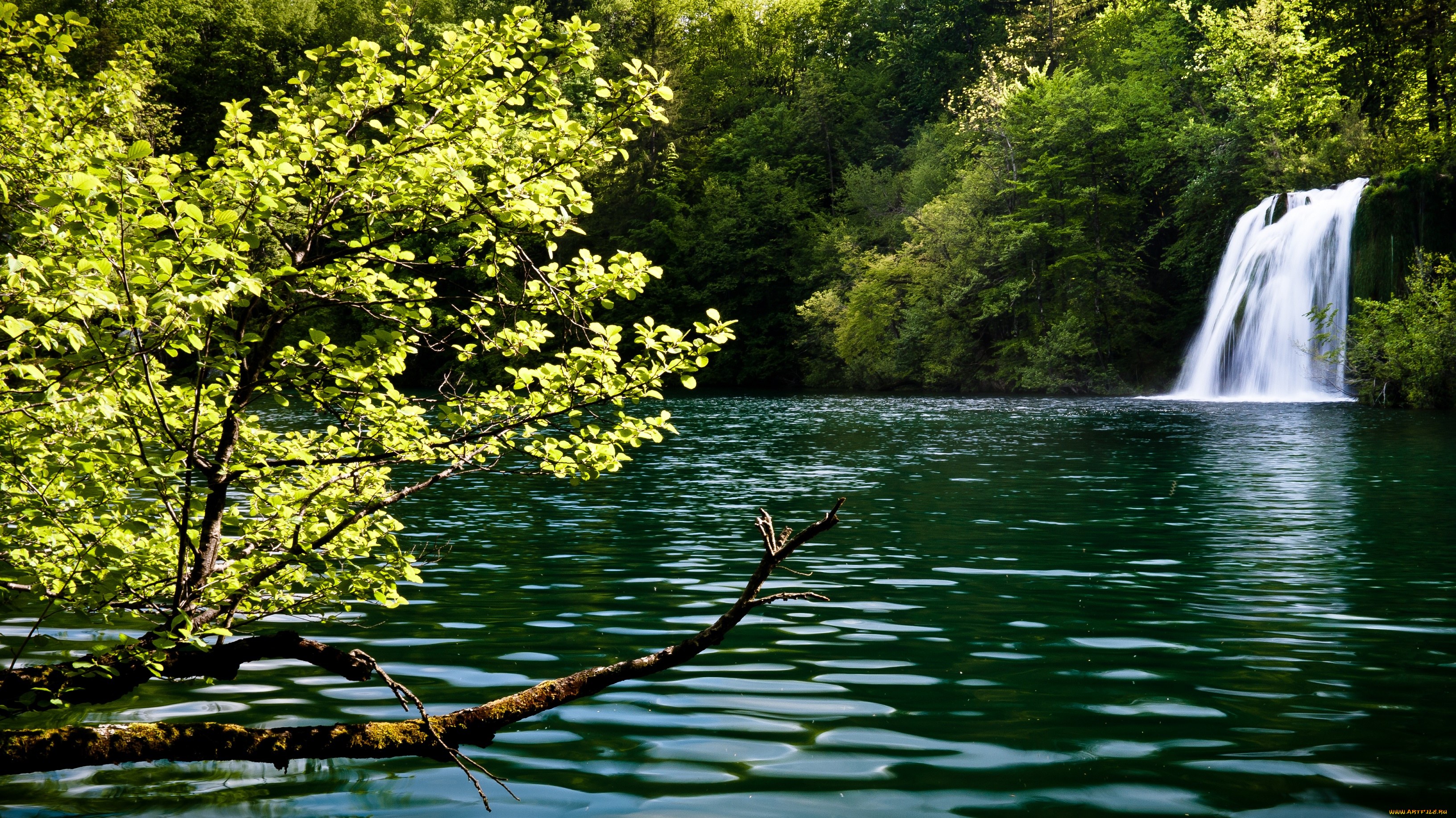 природа, водопады, озеро, водопад