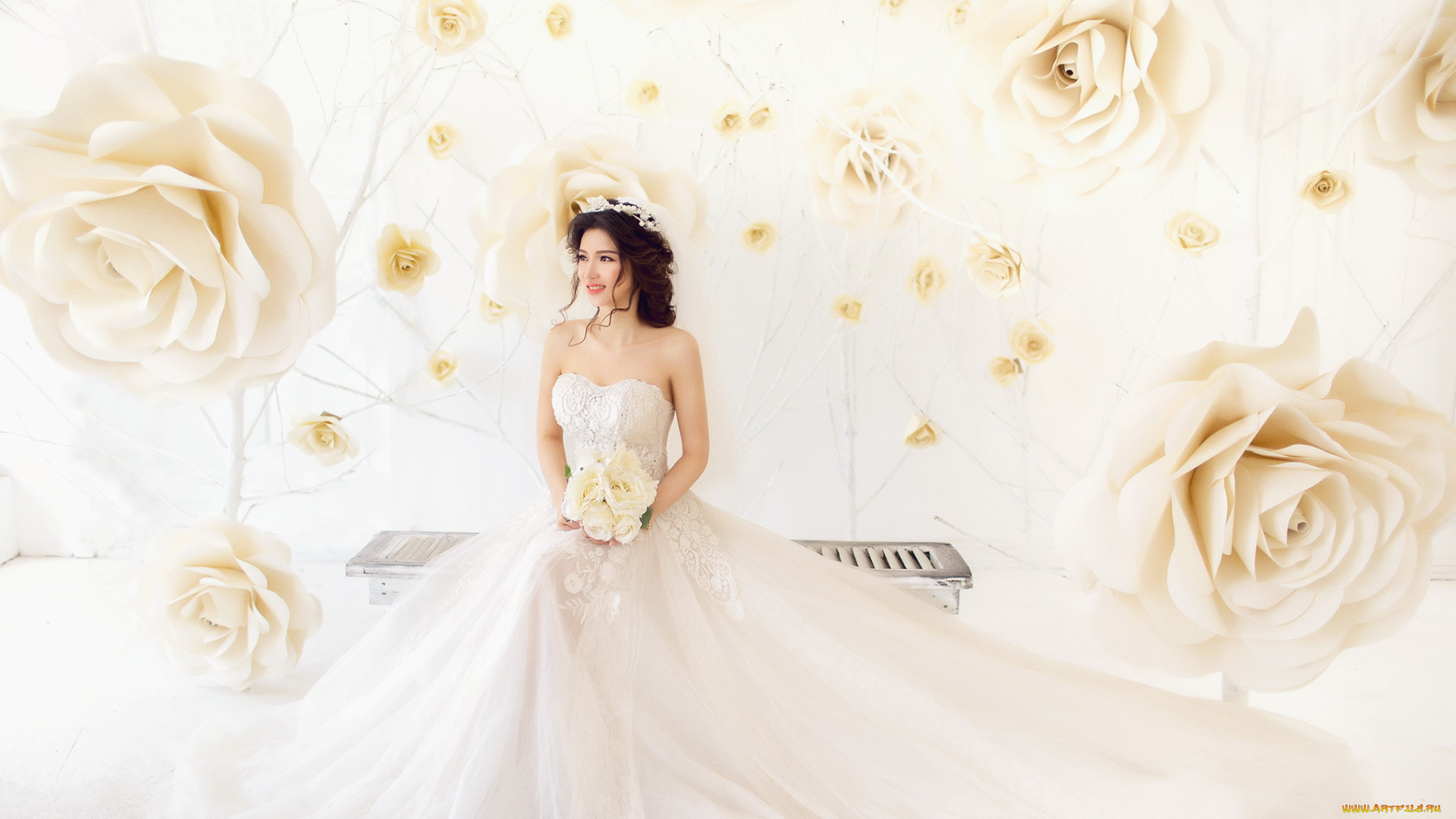 девушки, -unsort, , азиатки, цветы, праздник, девушка