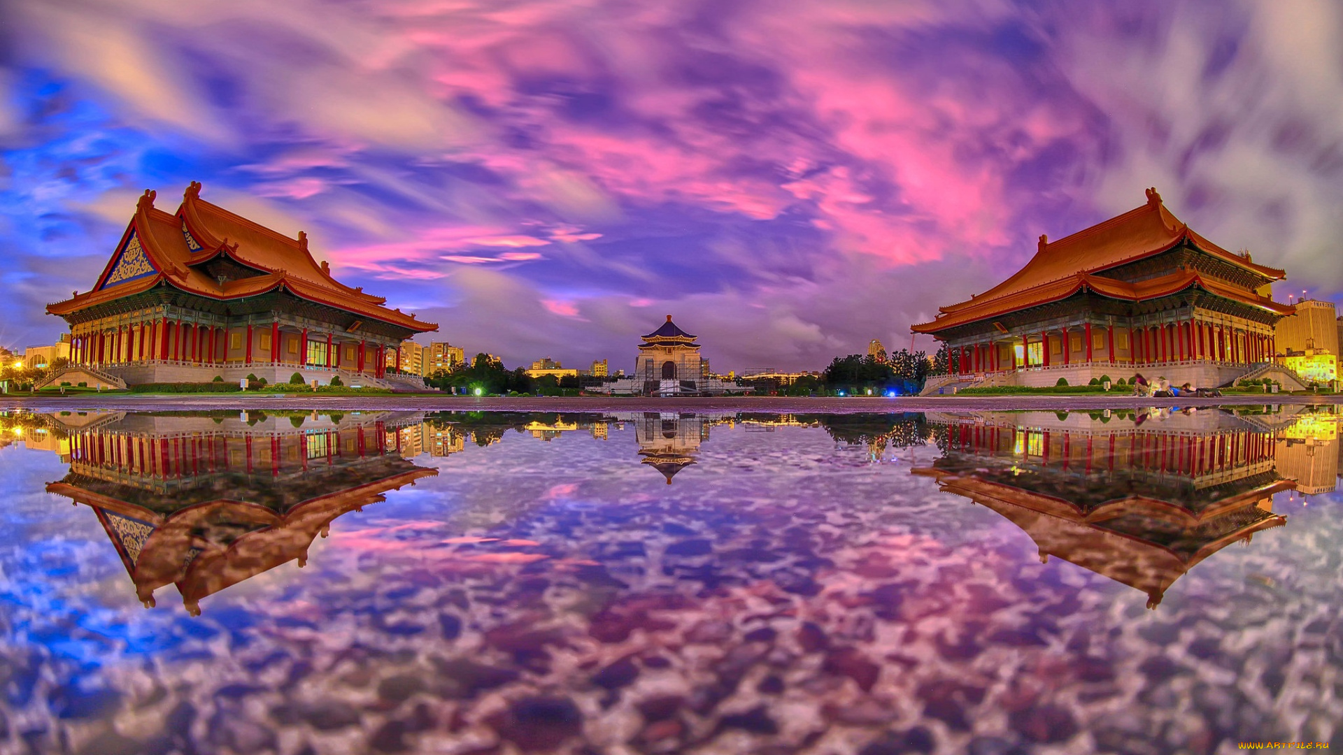 города, -, буддийские, и, другие, храмы, рассвет