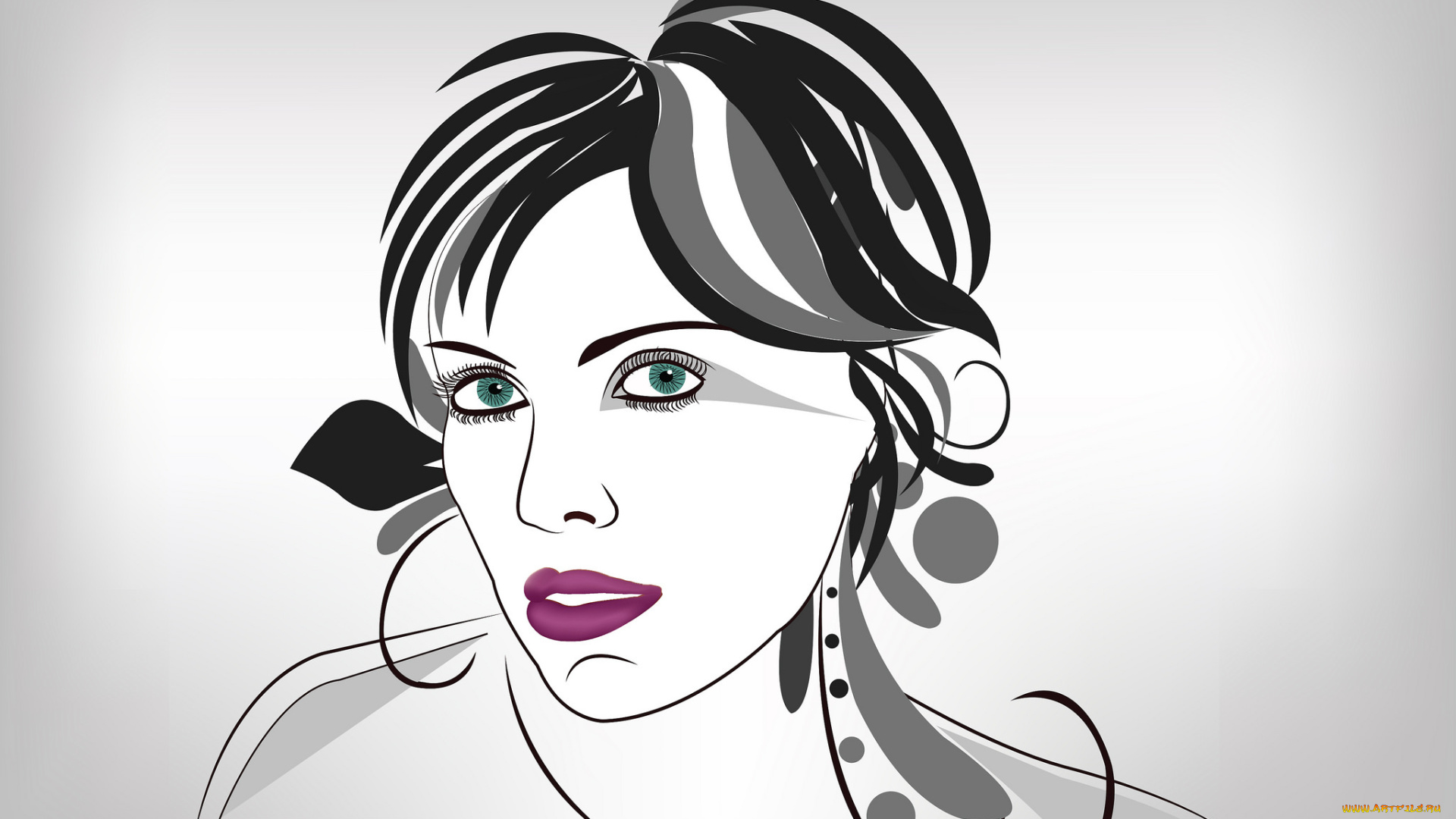 рисованное, люди, девушка, фон, контуры, взгляд