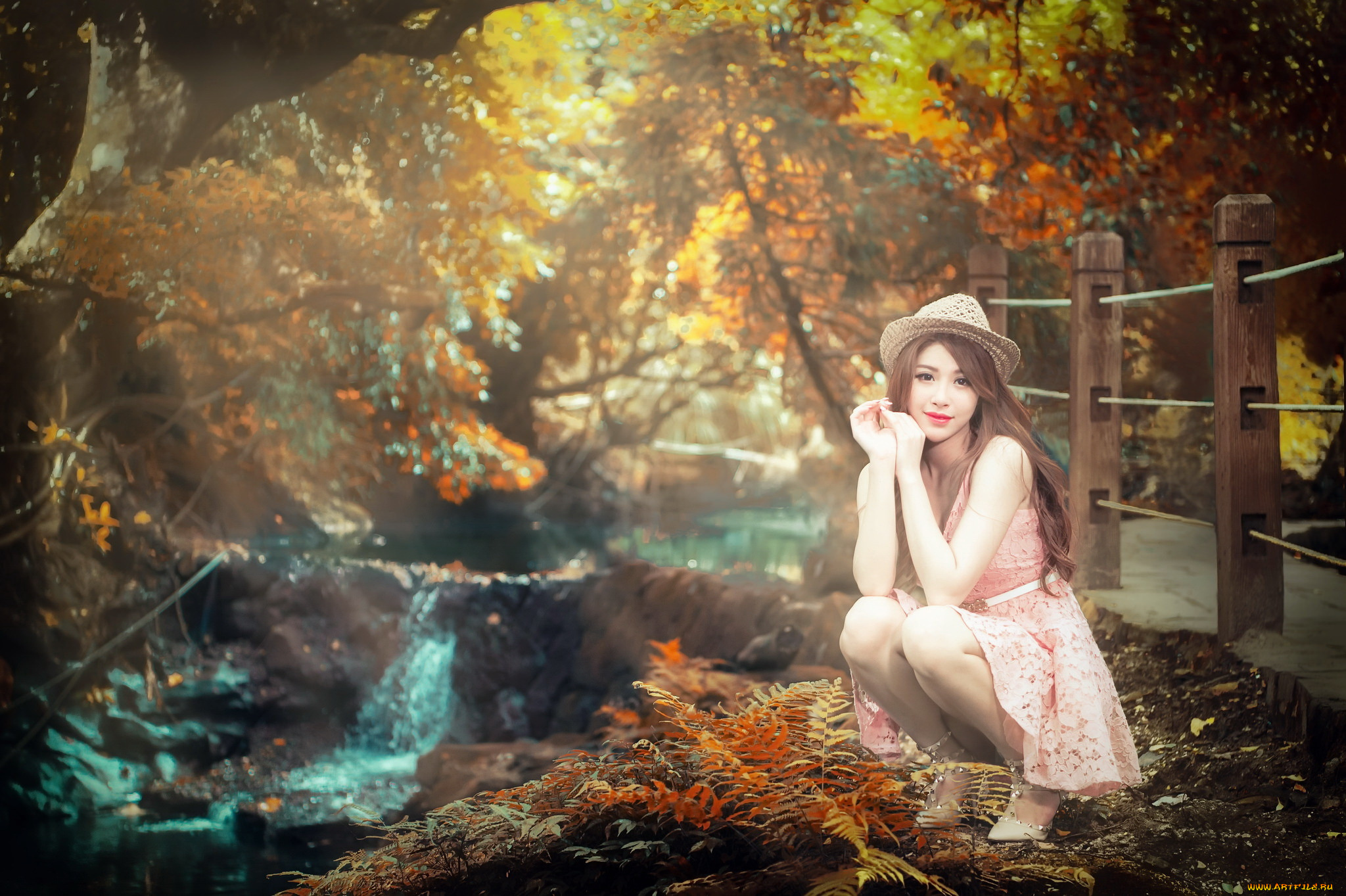 девушки, -unsort, , азиатки, девушка, взгляд, природа