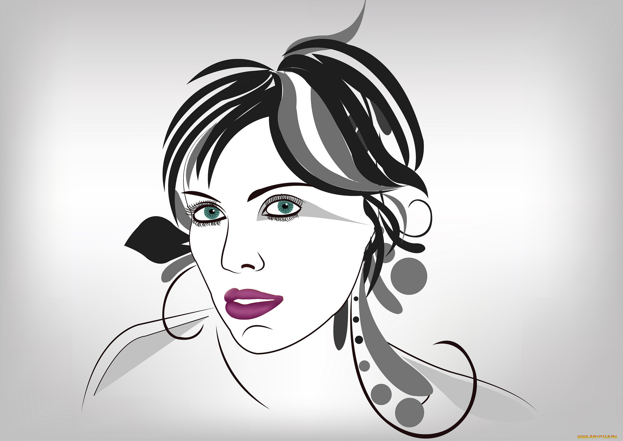 рисованное, люди, девушка, фон, контуры, взгляд