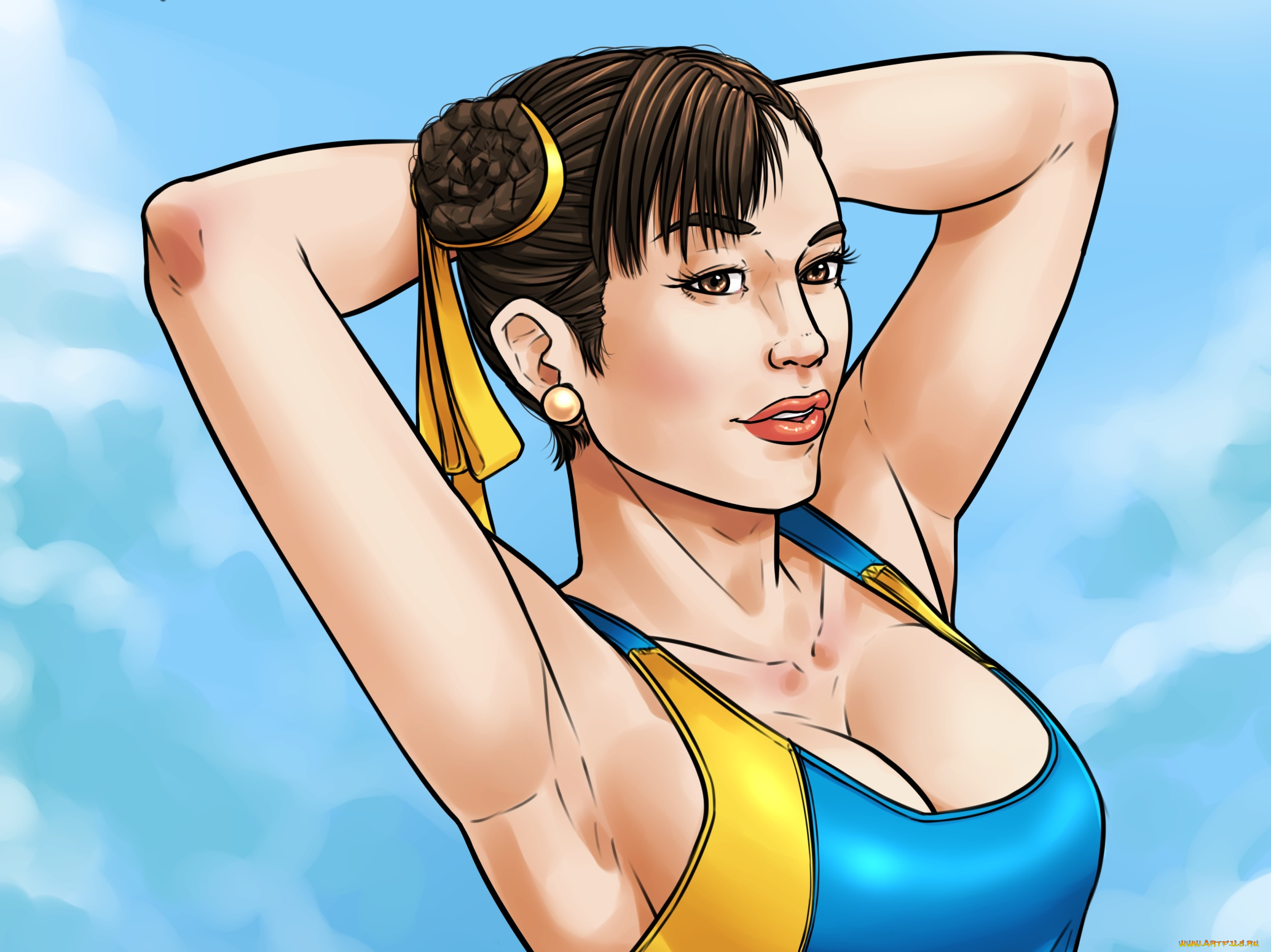 рисованное, люди, фон, взгляд, девушка