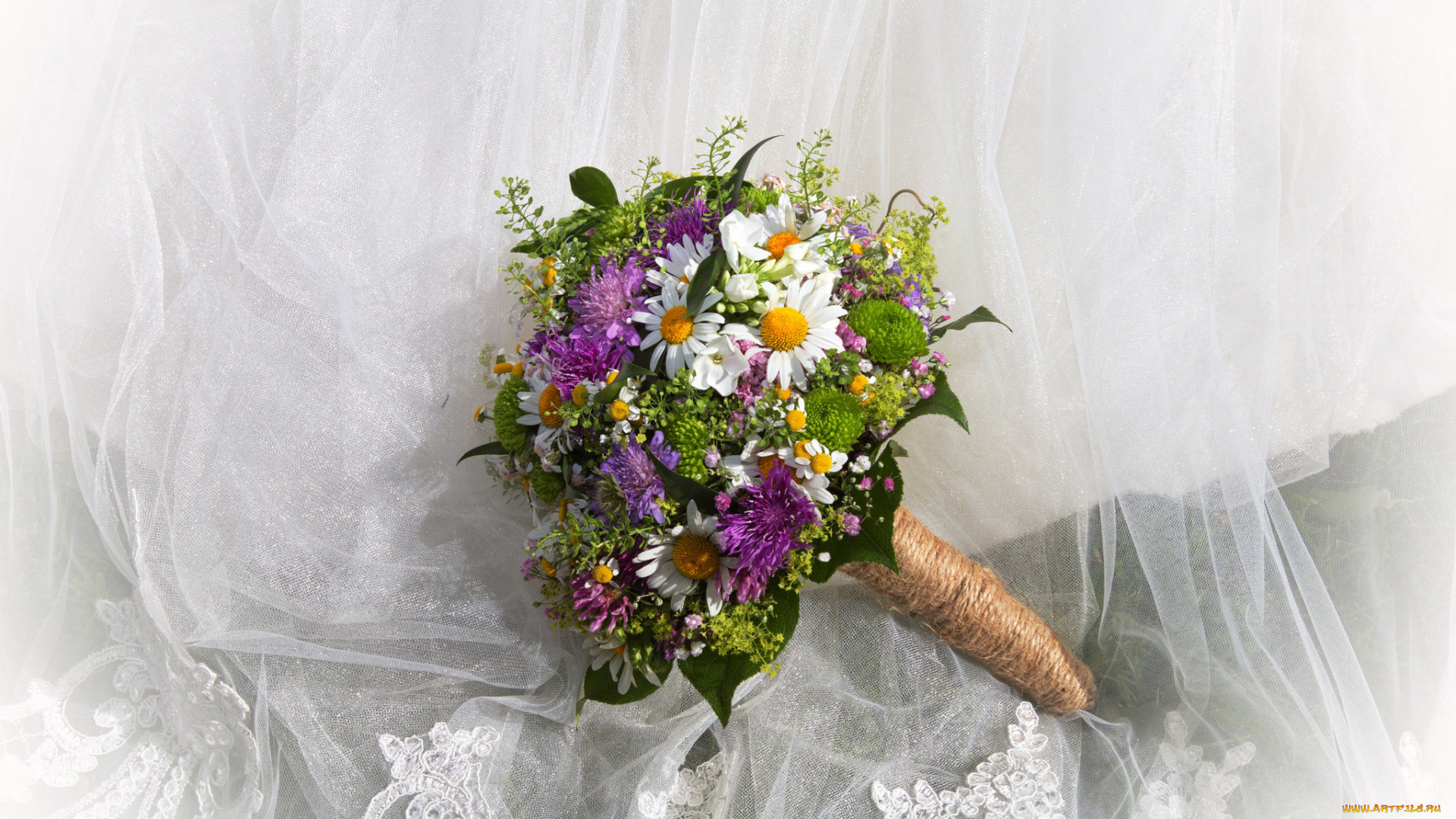 цветы, букеты, , композиции, ромашки, букет, ткань, хризантемы