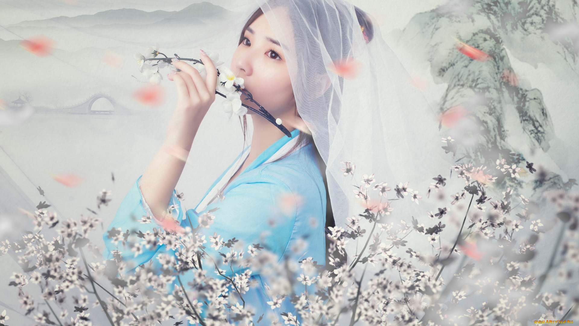 девушки, -unsort, , азиатки, фон, лицо, модель, волосы