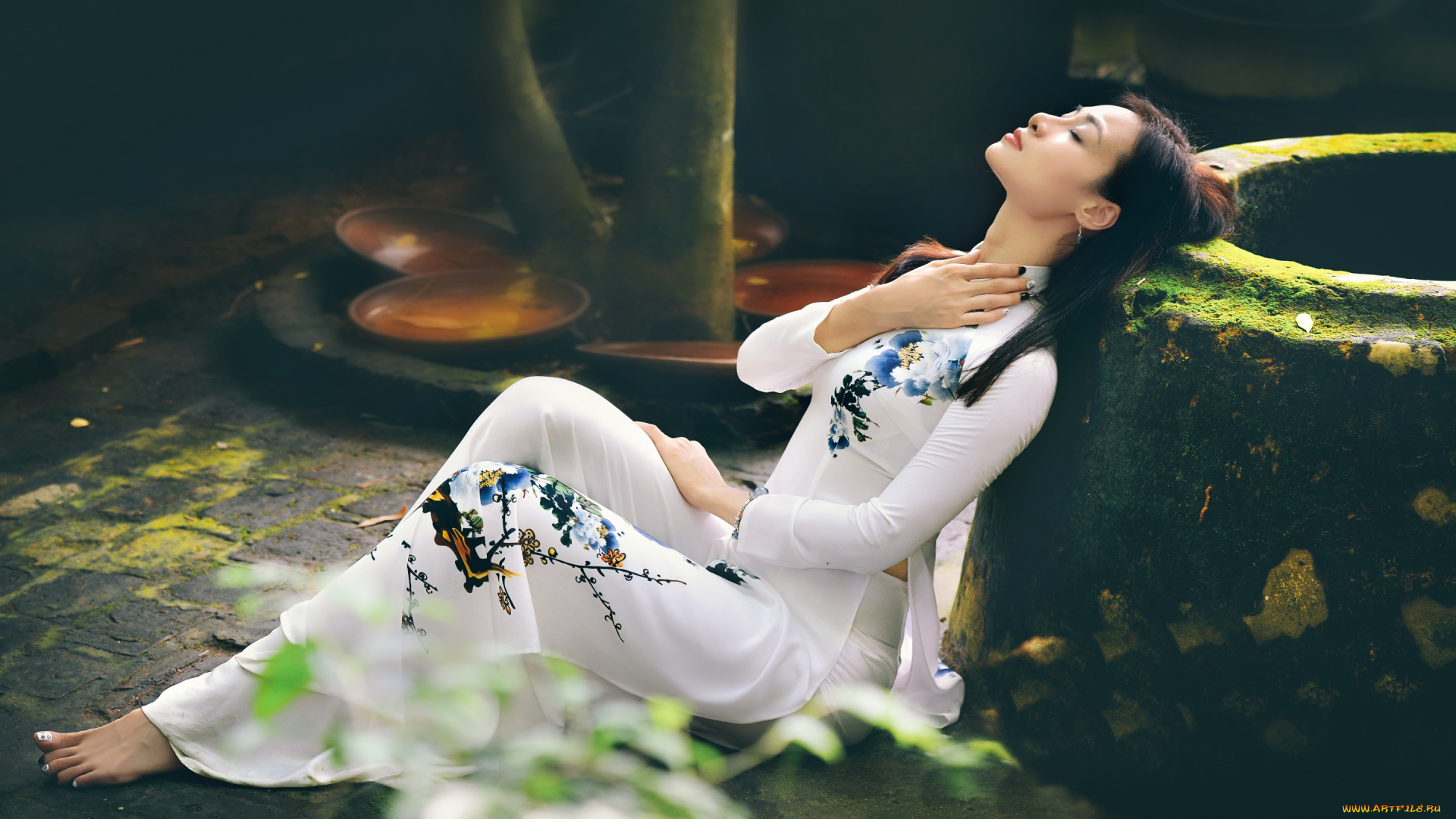 девушки, -unsort, , азиатки, лицо, стиль, поза, модель, платье