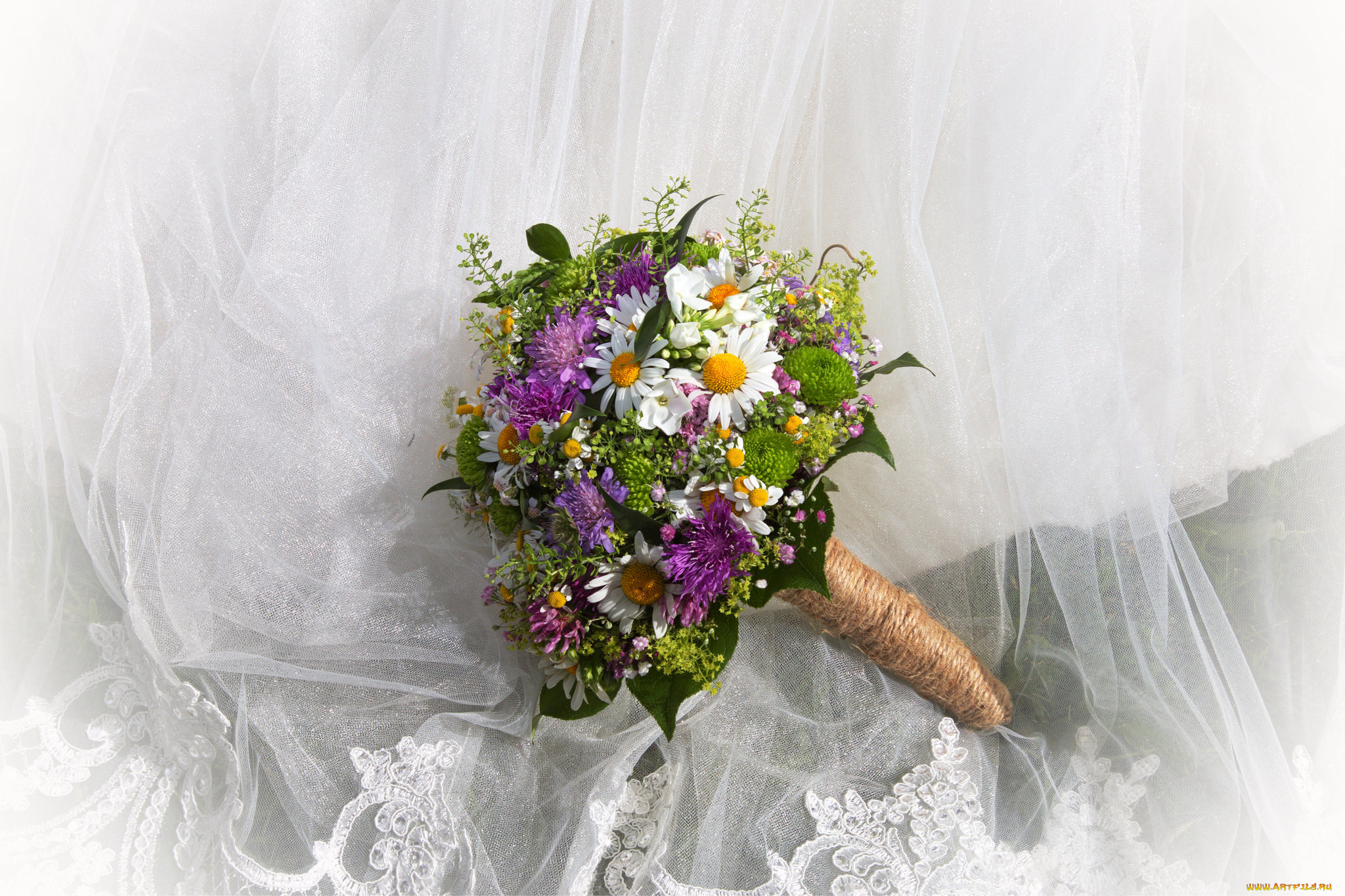 цветы, букеты, , композиции, ромашки, букет, ткань, хризантемы