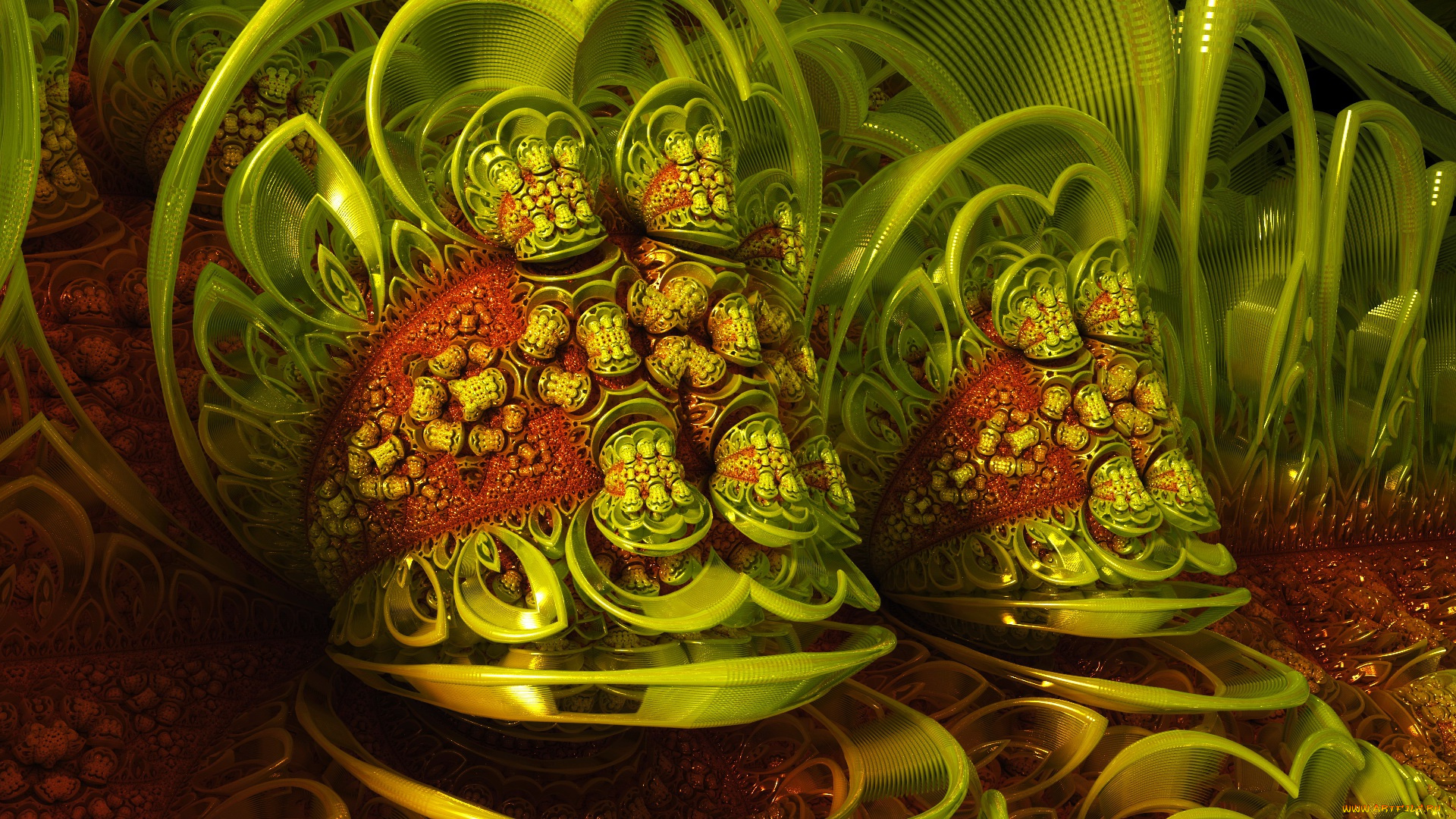 3д, графика, абстракция, , abstract, фон, цвет, форма, green, dream