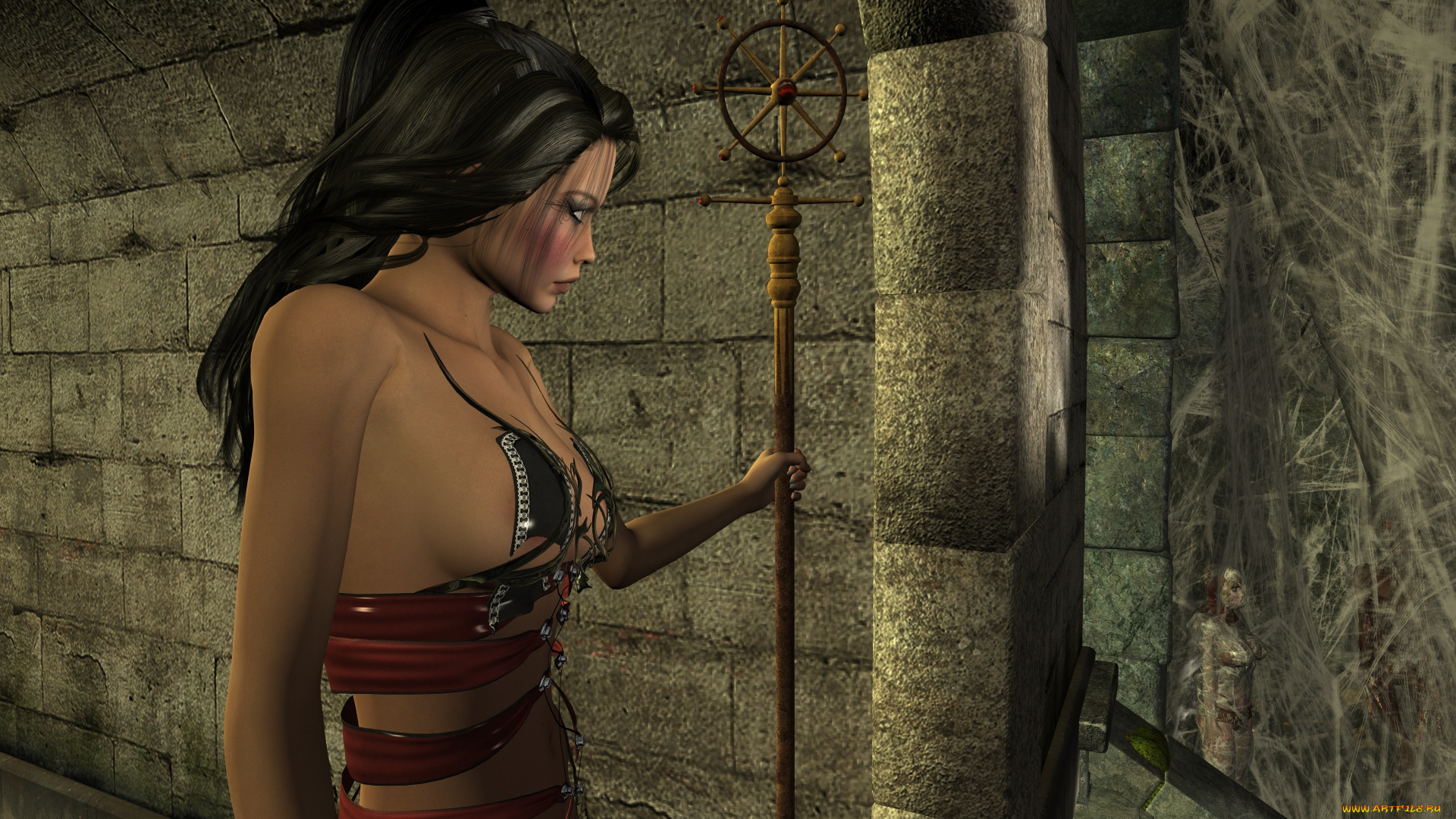 3д, графика, фантазия, , fantasy, девушка, фон, взгляд