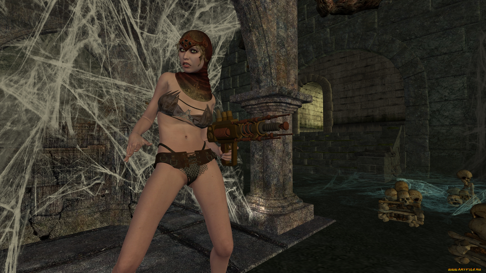 3д, графика, фантазия, , fantasy, фон, взгляд, девушка