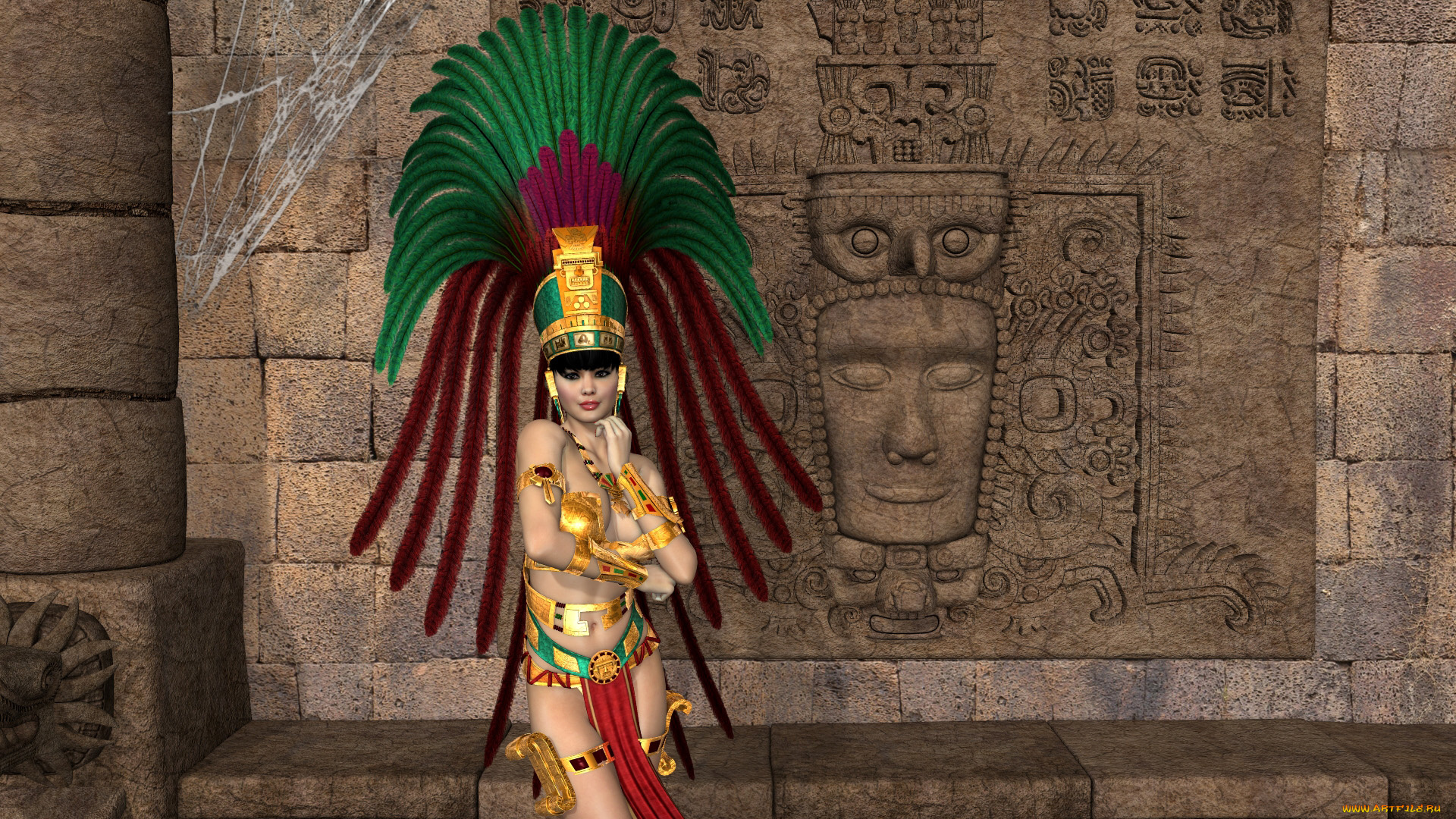 3д, графика, фантазия, , fantasy, фон, взгляд, девушка