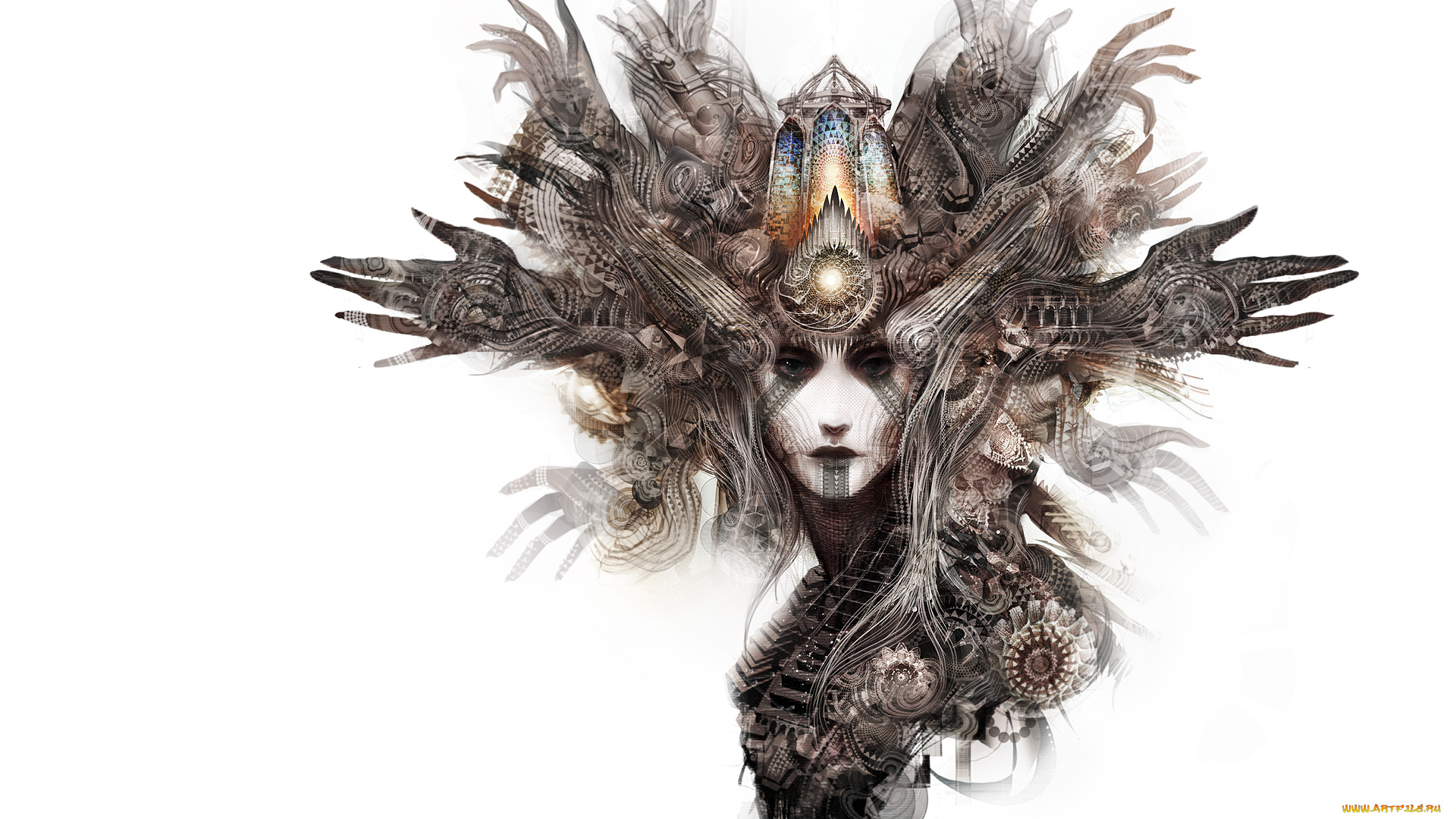 3д, графика, существа, , creatures, руки, абстракция, лицо, девушка