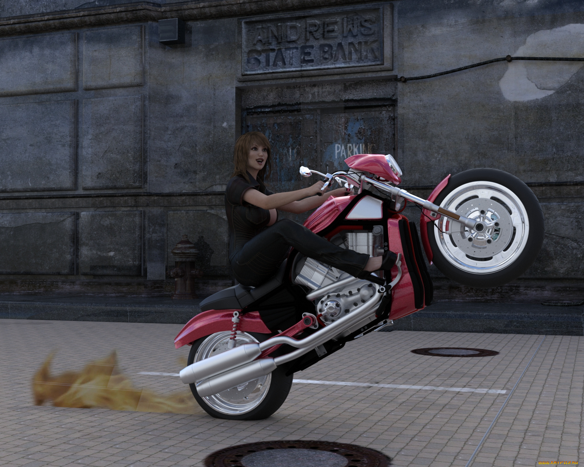 3д, графика, люди-авто, мото, , people-, car, , , moto, фон, взгляд, девушка