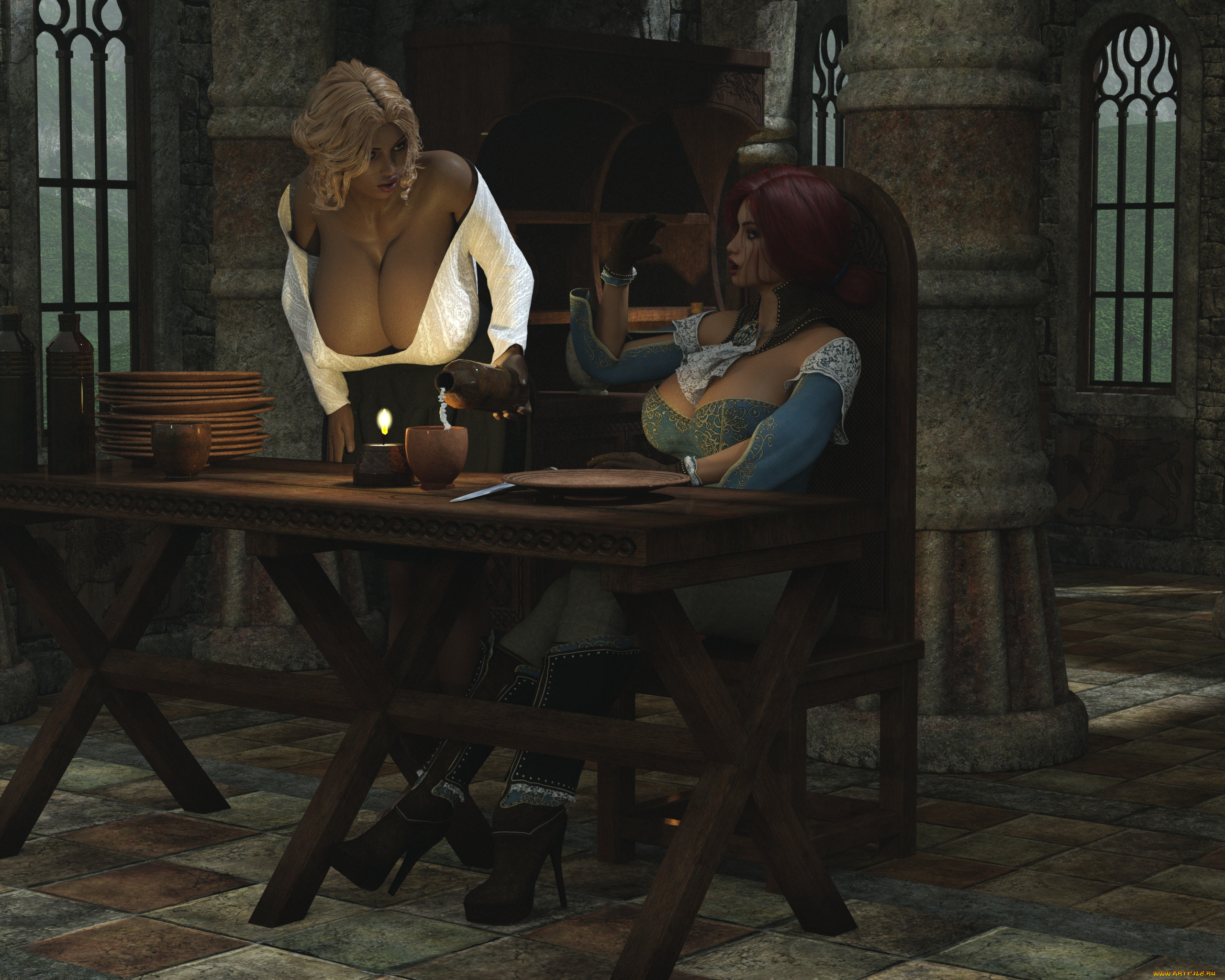 3д, графика, люди, , people, девушка, взгляд, фон