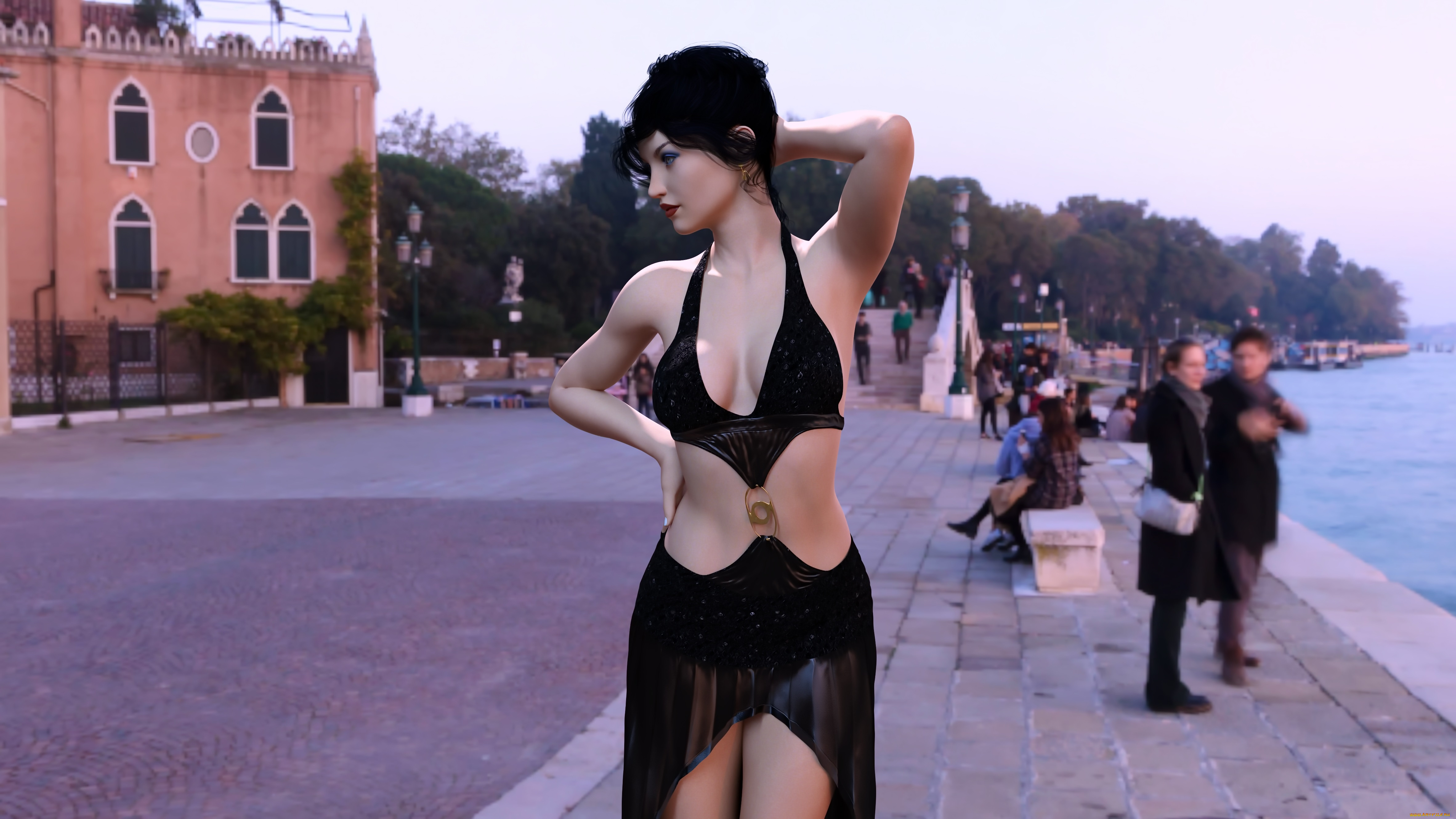 3д, графика, люди, , people, девушка, взгляд, фон