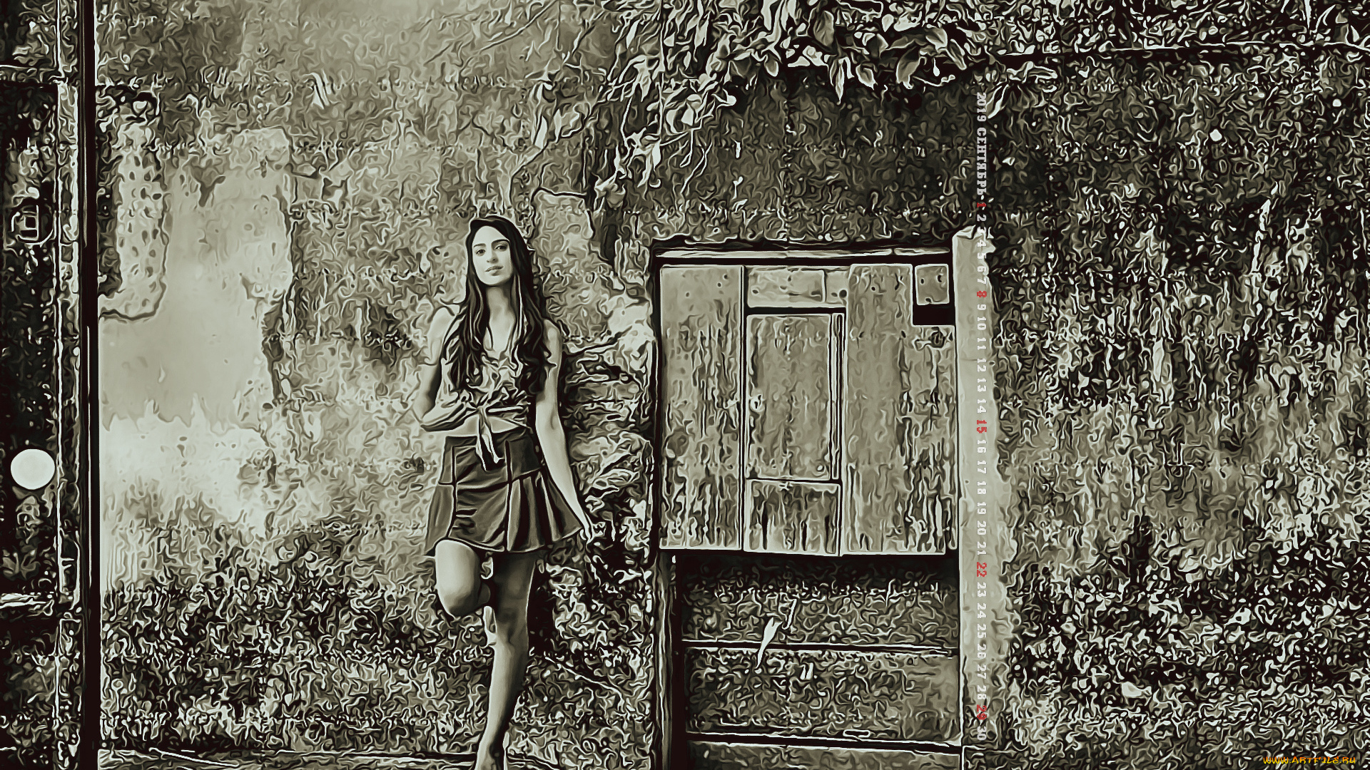 календари, компьютерный, дизайн, 2019, calendar, улица, девушка, женщина, стена