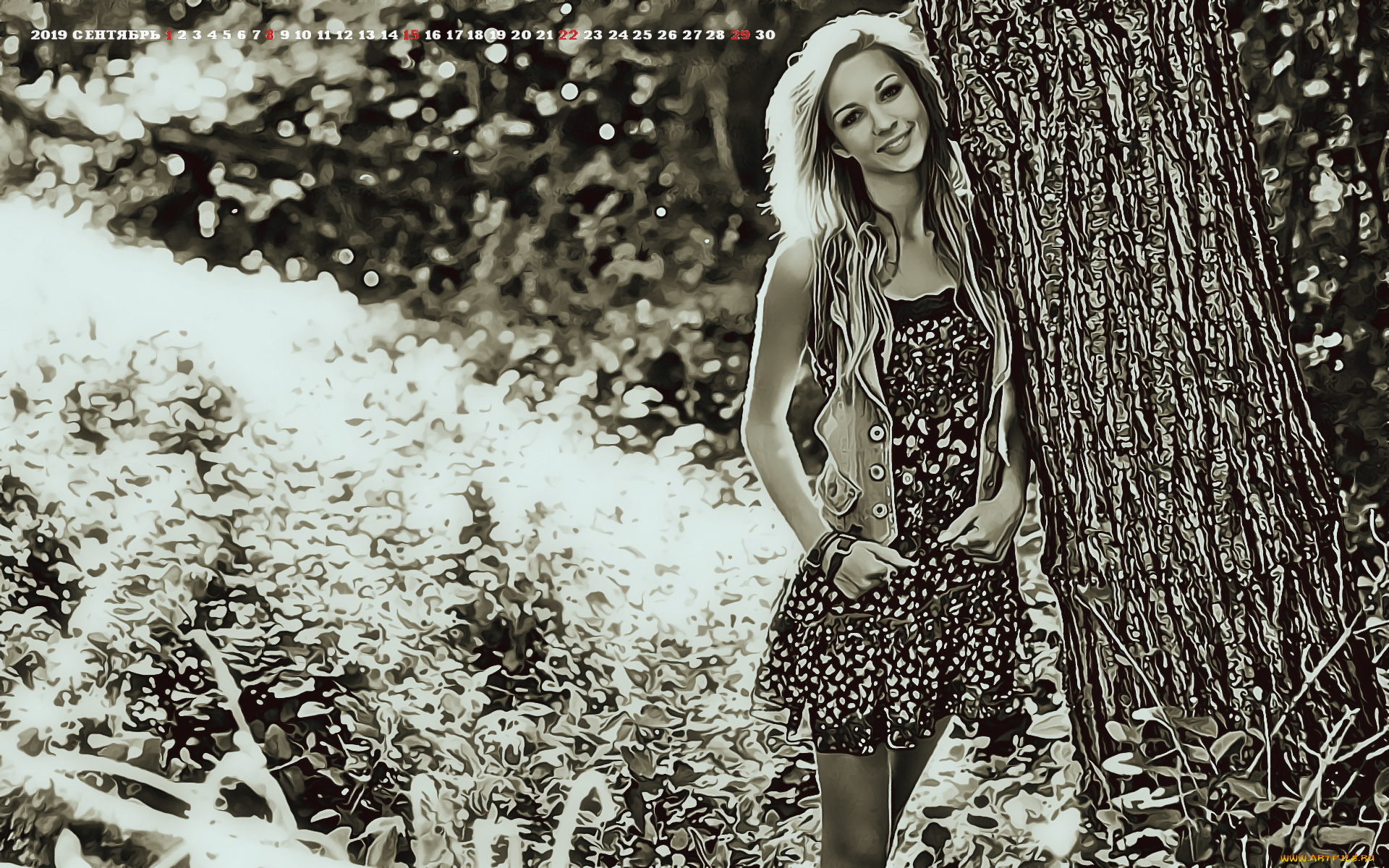 календари, компьютерный, дизайн, 2019, calendar, женщина, растение, природа, улыбка, деввшка, дерево